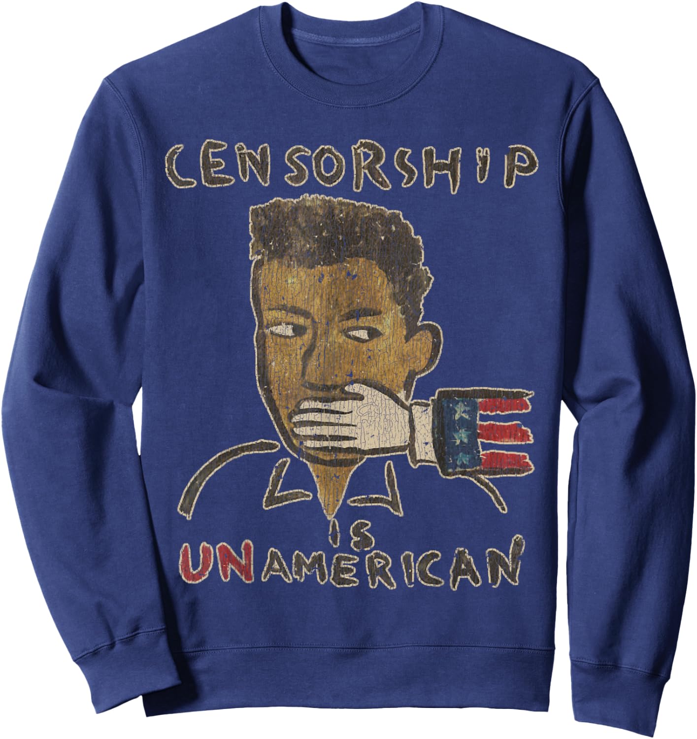 Vintage Censorship Is Un American 1990 Sweatshirt - Sweatshirt | Navy