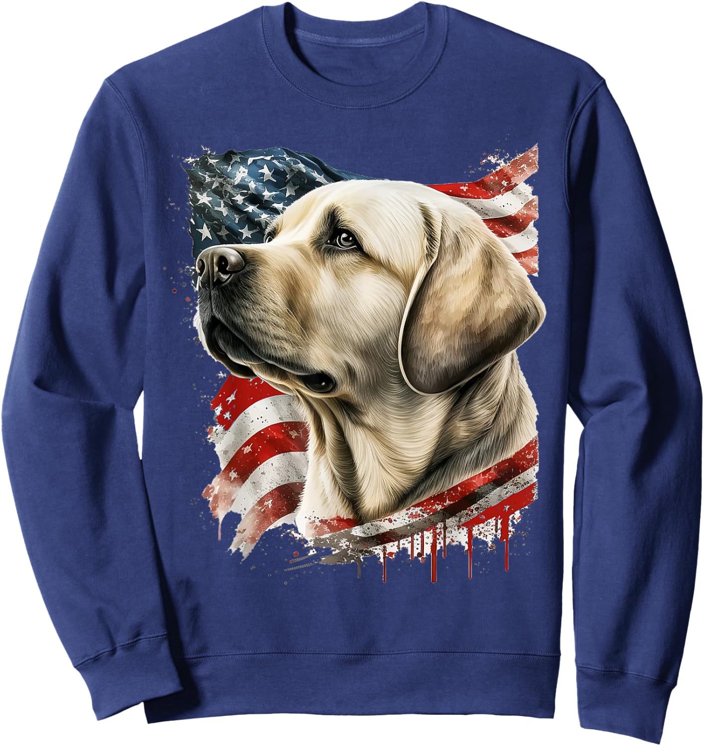 Yellow Lab with The American Flag Sweatshirt - Sweatshirt | Navy