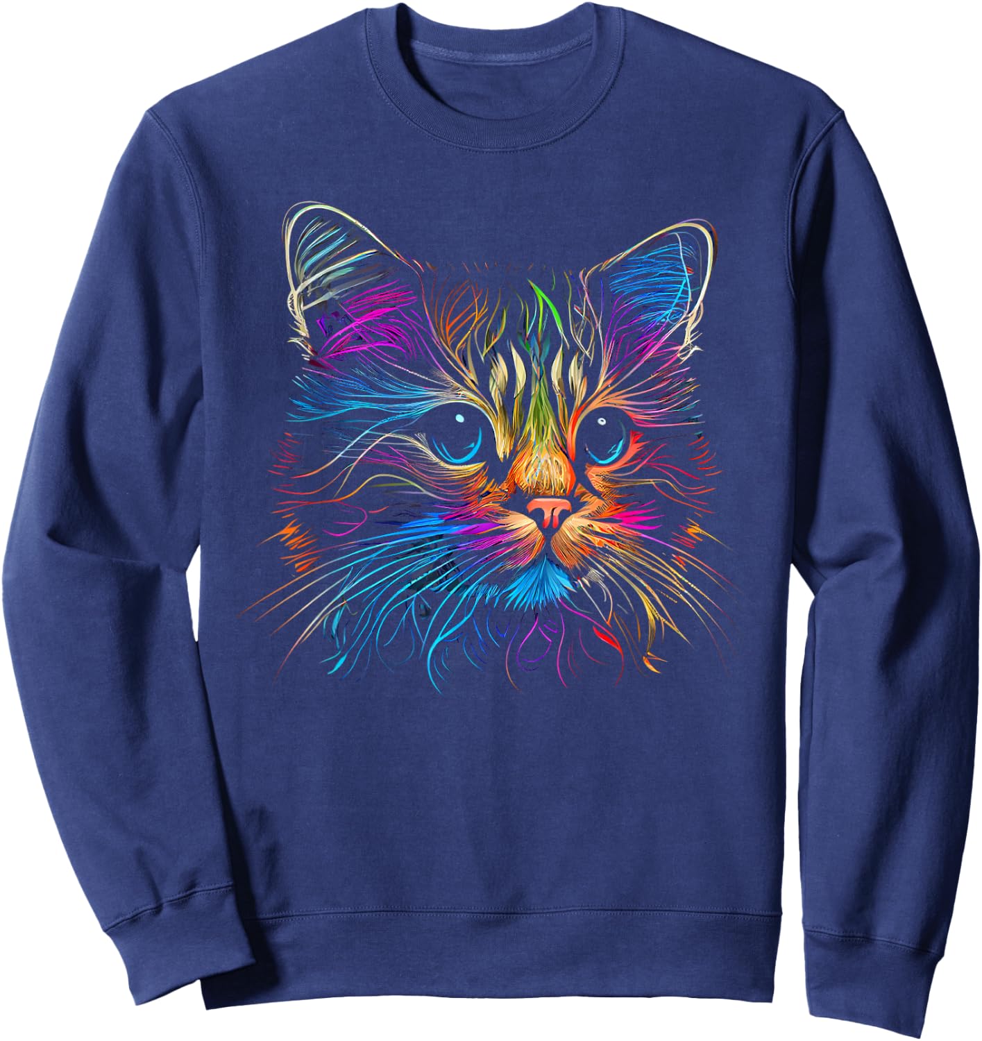 Cats Colorful Cat Cat's Head Catlovers Sweatshirt - Sweatshirt | Navy