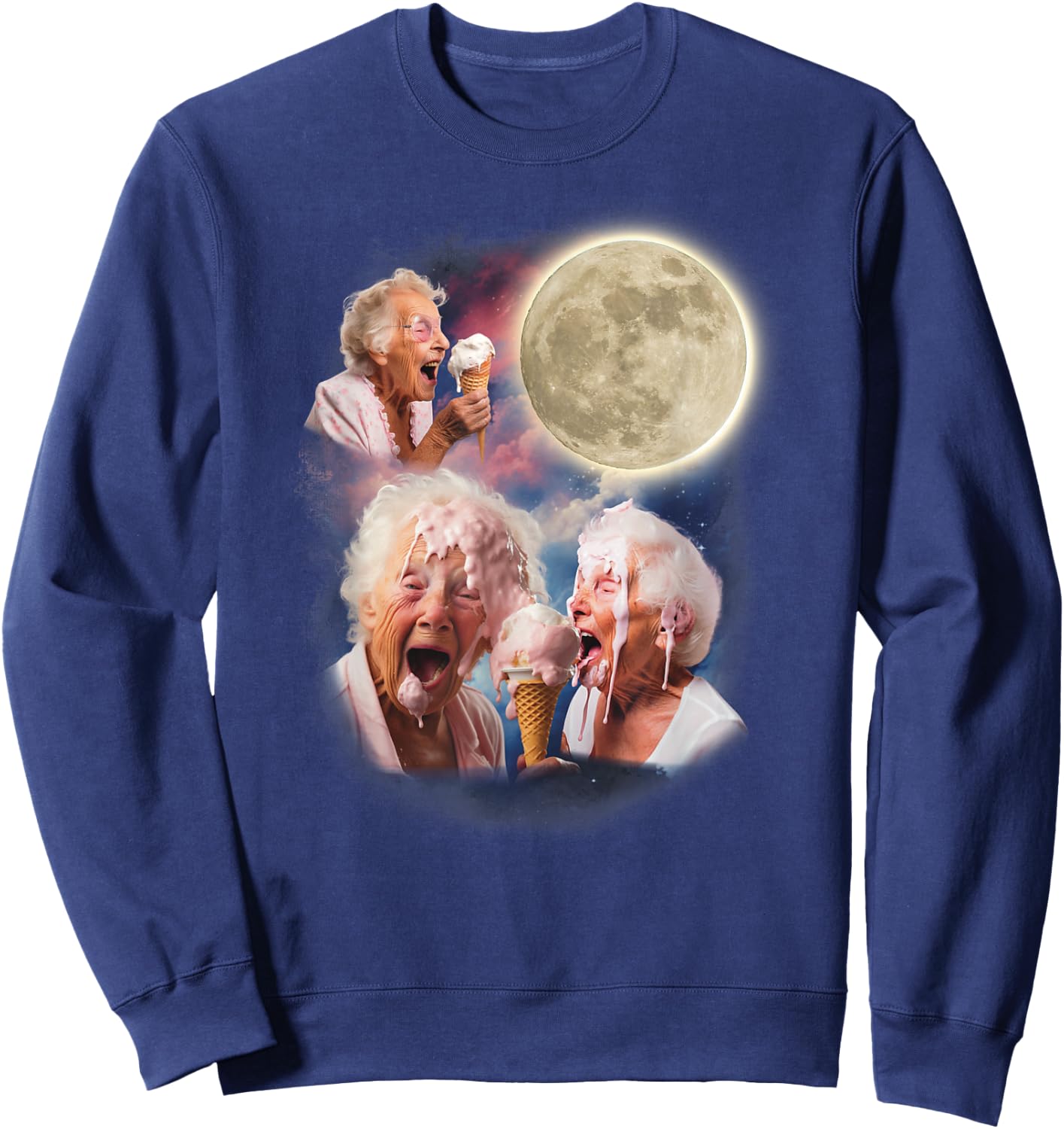 Three Granny Moon Weird Embarrassing Sweatshirt - Sweatshirt | Navy