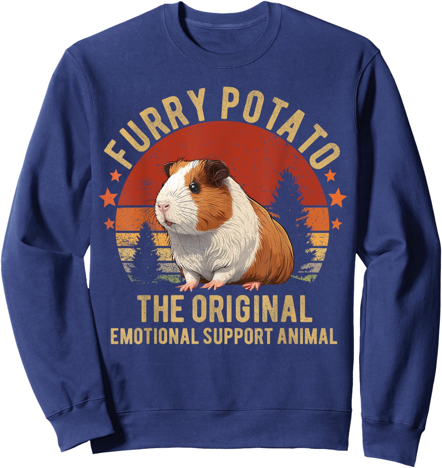 Retro Guinea Pig Shirt Furry Potato Vintage Guinea Pig Funny Sweatshirt - Sweatshirt | Navy