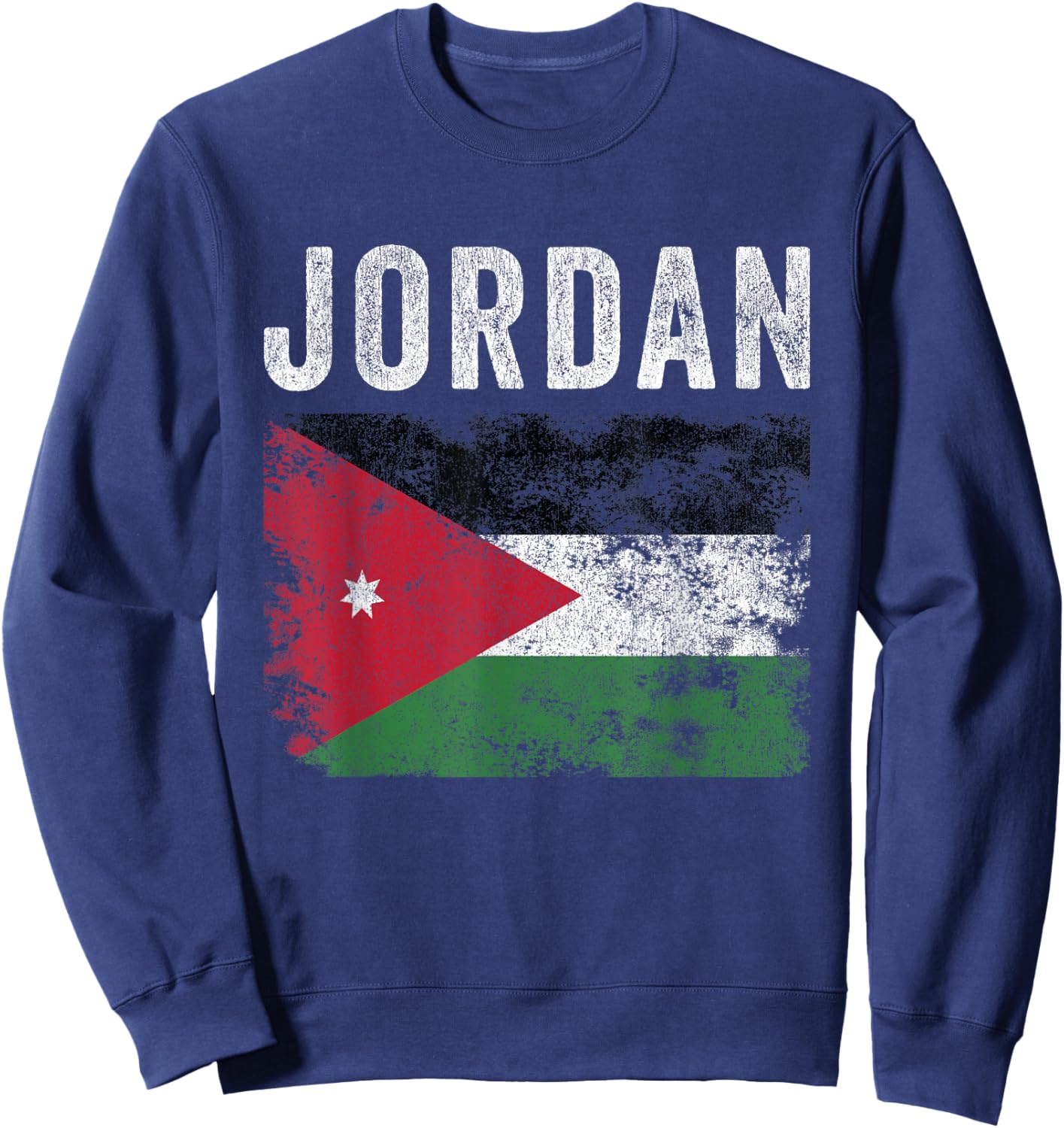 Jordan Flag Distressed - Men Women Kids - Jordanian Flag Sweatshirt - Sweatshirt | Navy