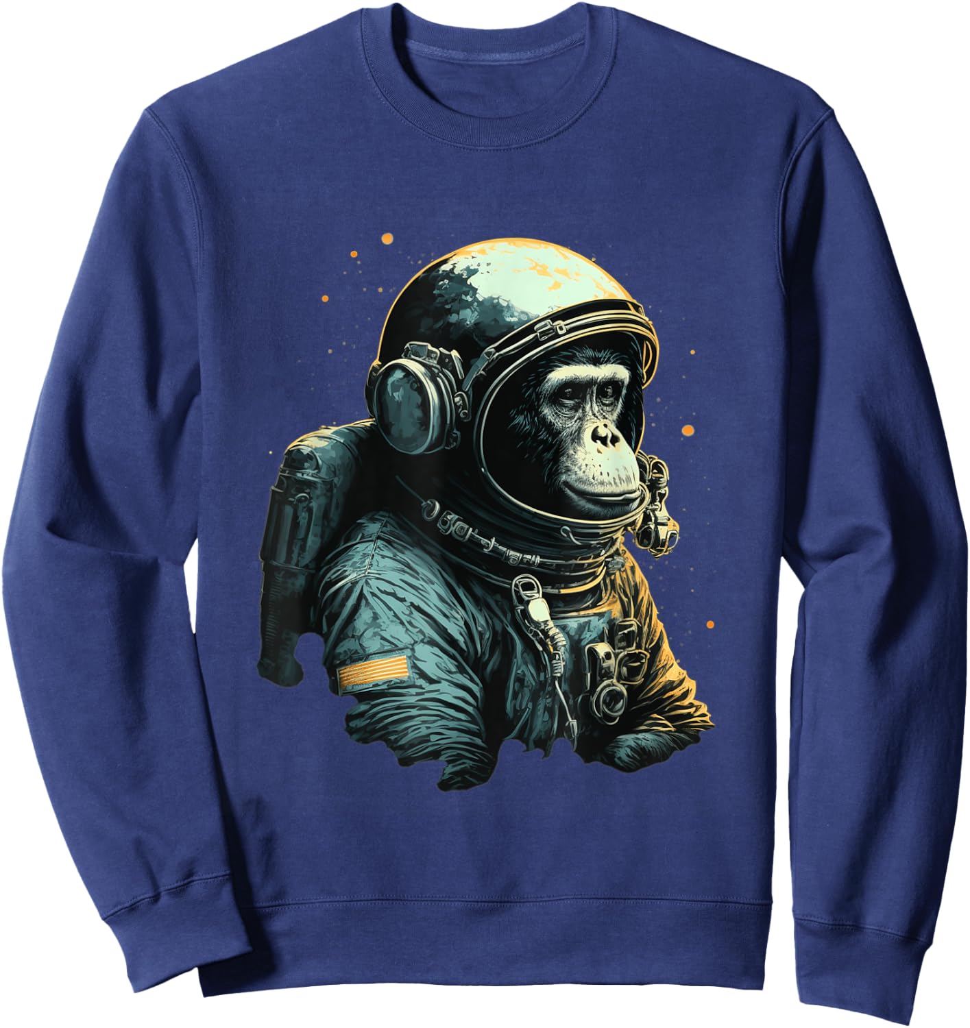 Chimpanzee Space Astronaut Travel Monkey Vintage Design Sweatshirt - Sweatshirt | Navy