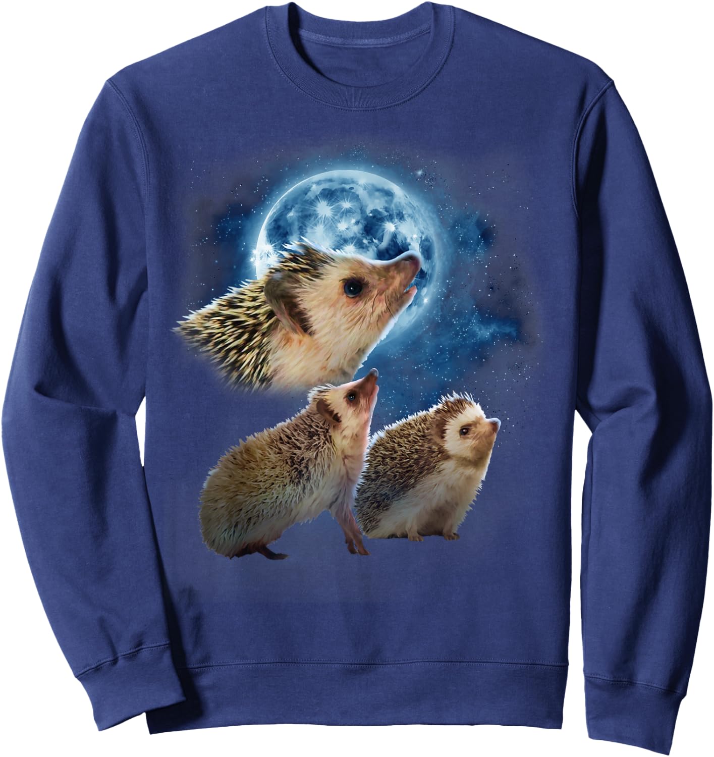 Funny Hedgehog Shirt - Hedgehogs Howling at the Moon Sweatshirt - Sweatshirt | Navy
