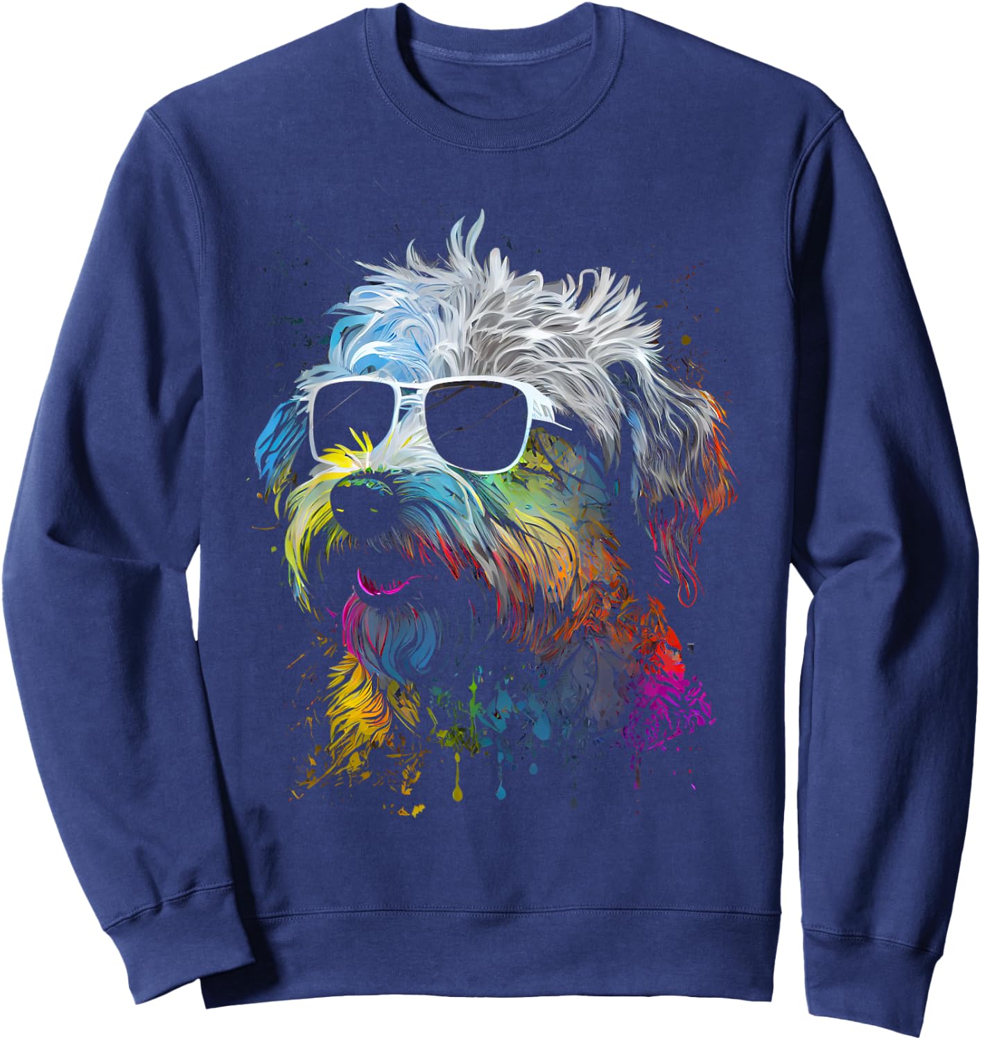 Schnoodle walking dog fans poodle schnauzer dogs Sweatshirt - Sweatshirt | Navy