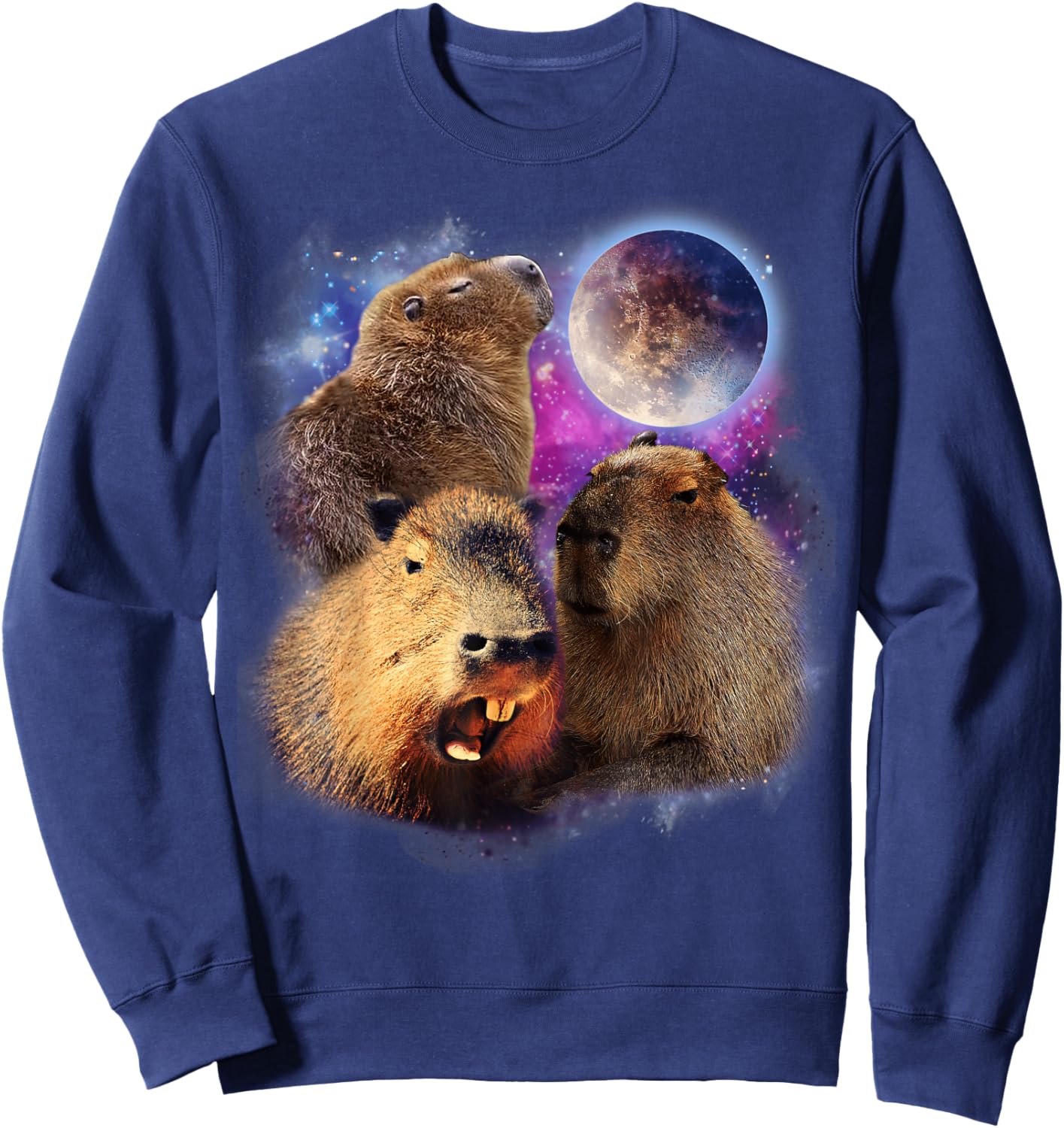 3 Capybara Moon Capybara Stuffed Animal , Women, Kids Sweatshirt - Sweatshirt | Navy