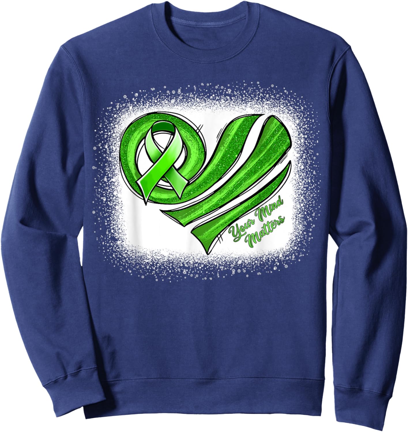 Mental Health Awareness Heart Green Mental Health Matters Sweatshirt - Sweatshirt | Navy