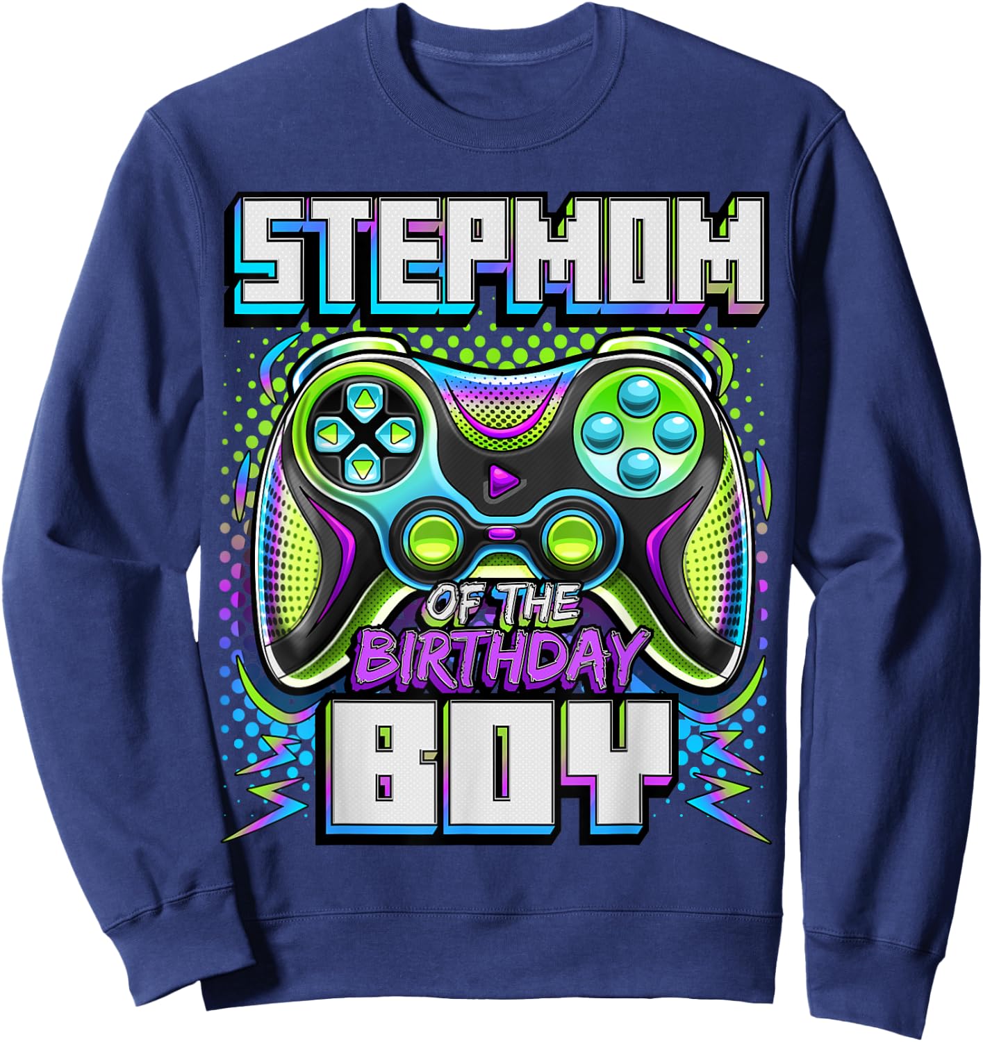 Stepmom of the Birthday Boy Matching Family Video Game Party Sweatshirt - Sweatshirt | Navy