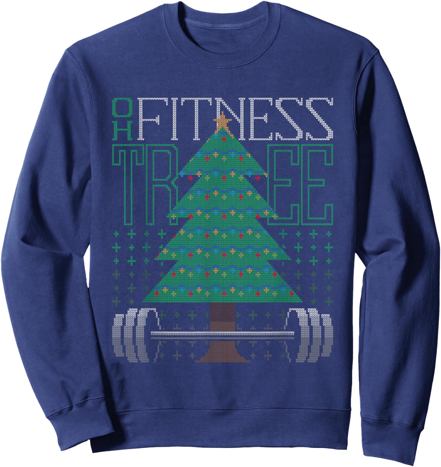 Oh Fitness Tree Christmas Workout Xmas Gym Weight Lifting Sweatshirt - Sweatshirt | Navy