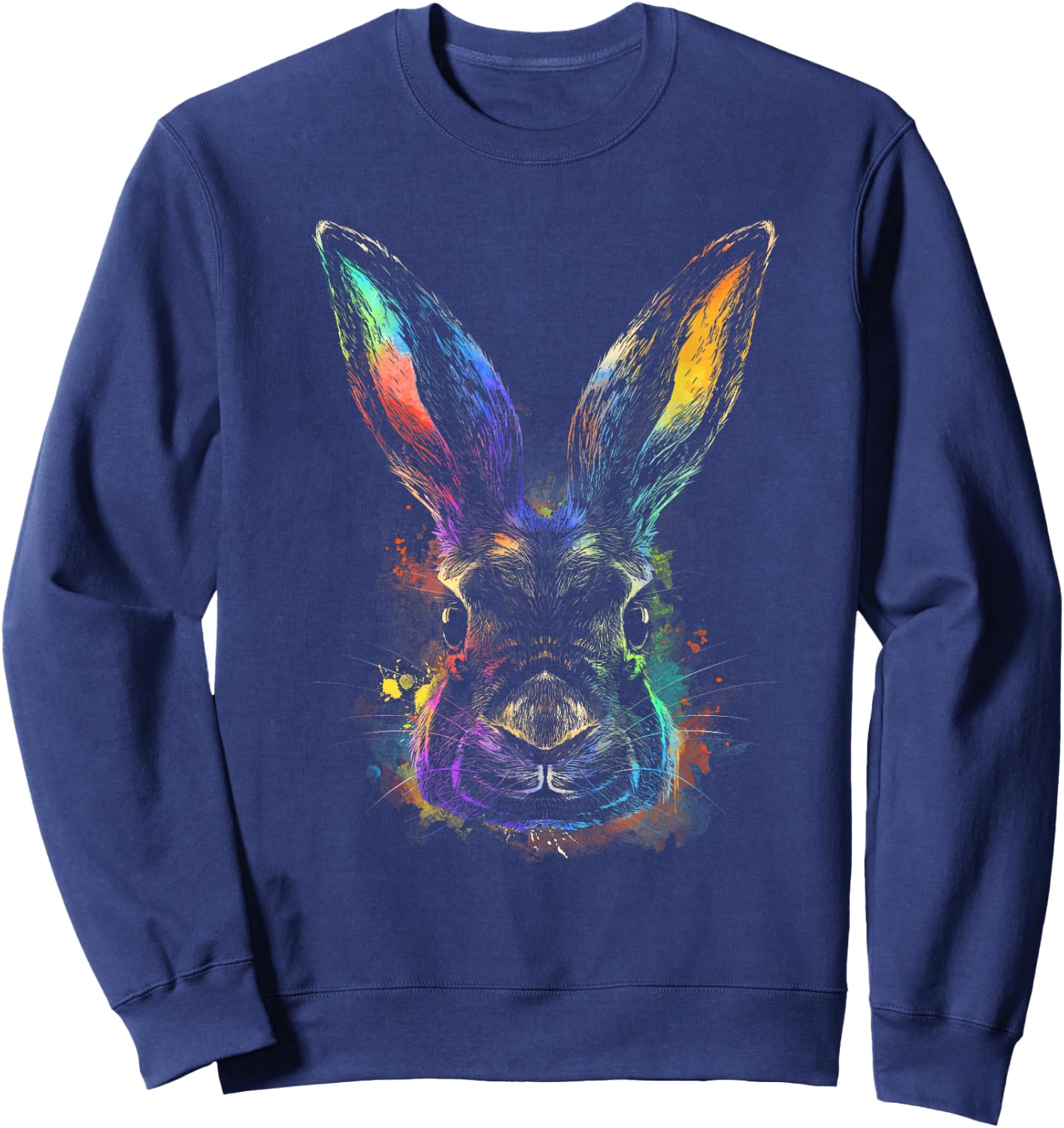 Rainbow Rabbit Abstract Colorful for Bunny Rabbit lovers Sweatshirt - Sweatshirt | Navy