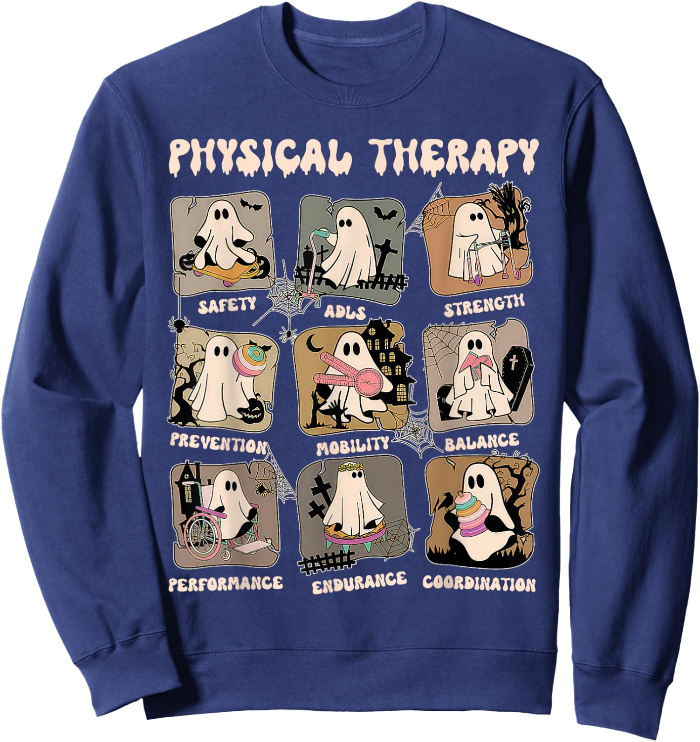 Cute Ghost Physical Therapy PT Physical Therapist Halloween Sweatshirt - Sweatshirt | Navy