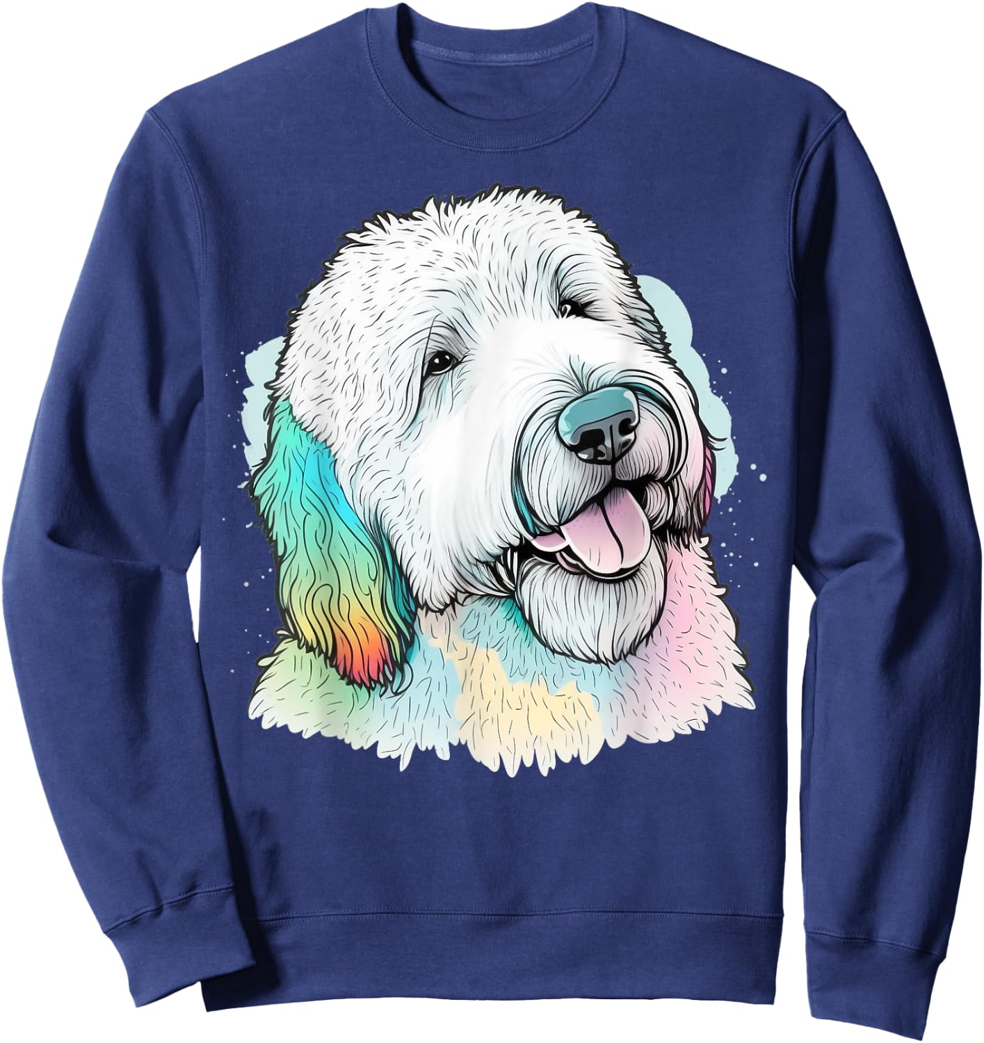 Cute Old English Sheepdog Dog on Bobtail Lover Men Women Kids Sweatshirt - Sweatshirt | Navy