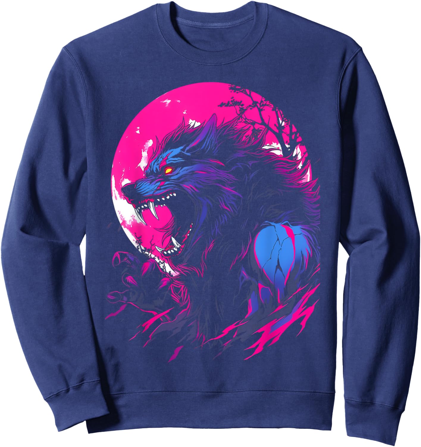 Horror Werewolf Head Halloween Mythology Wolf Shifter Lycan Sweatshirt - Sweatshirt | Navy
