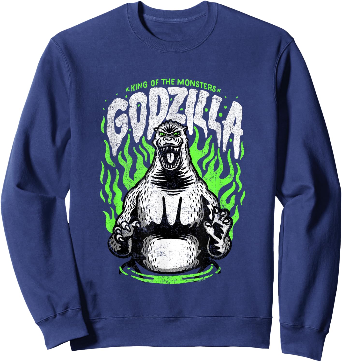 Godzilla Green Flames Edit Sweatshirt - Sweatshirt | Navy
