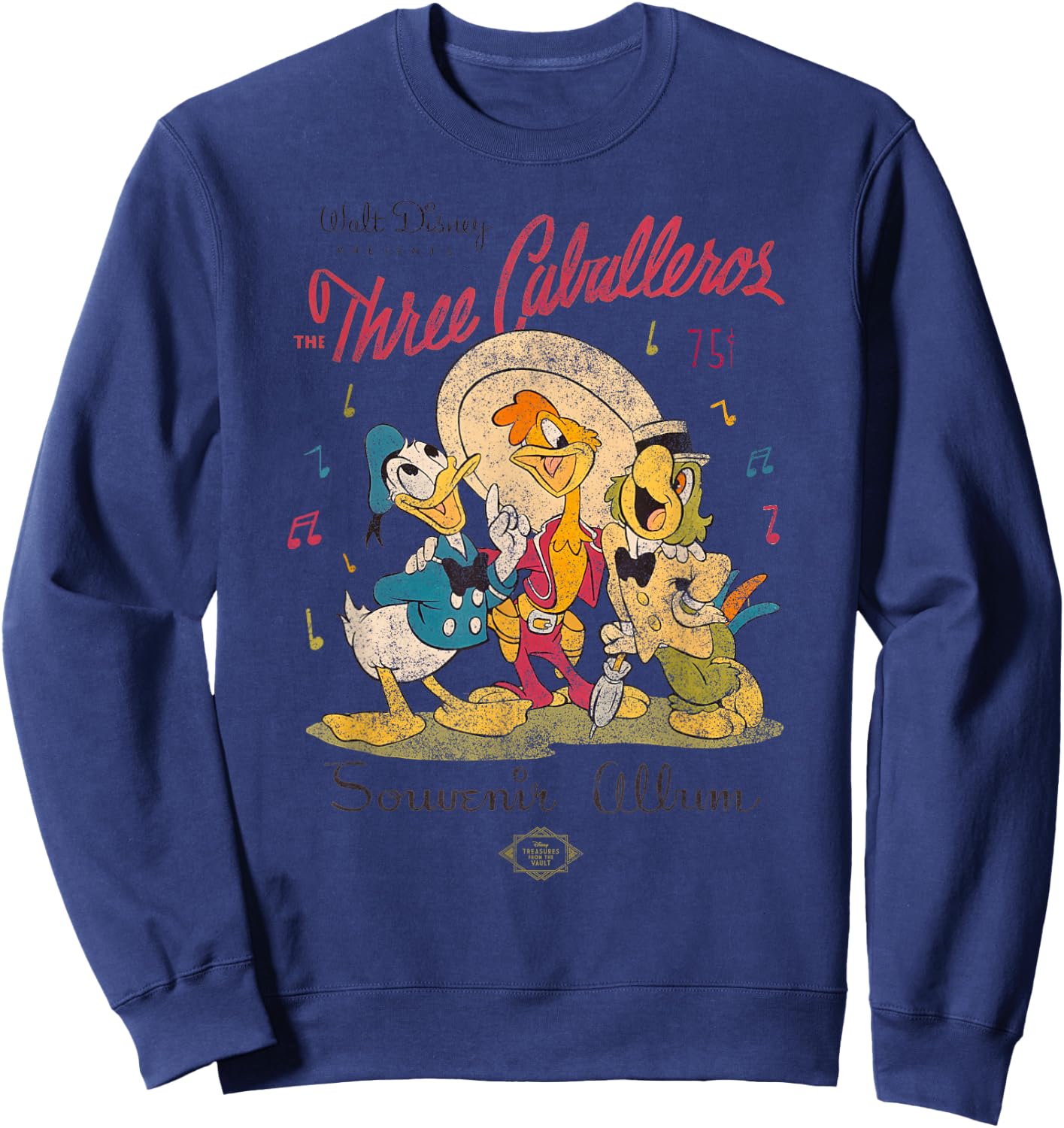 Disney The Three Caballeros Donald Duck Vintage Distressed Small Sweatshirt - Sweatshirt | Navy