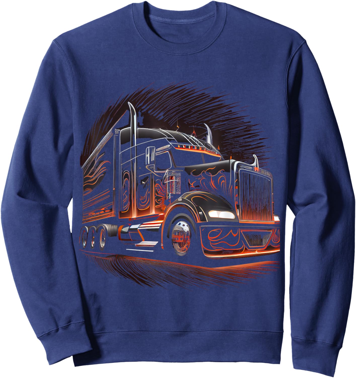 Truck Driver American Flag Trucker Sweatshirt - Sweatshirt | Navy