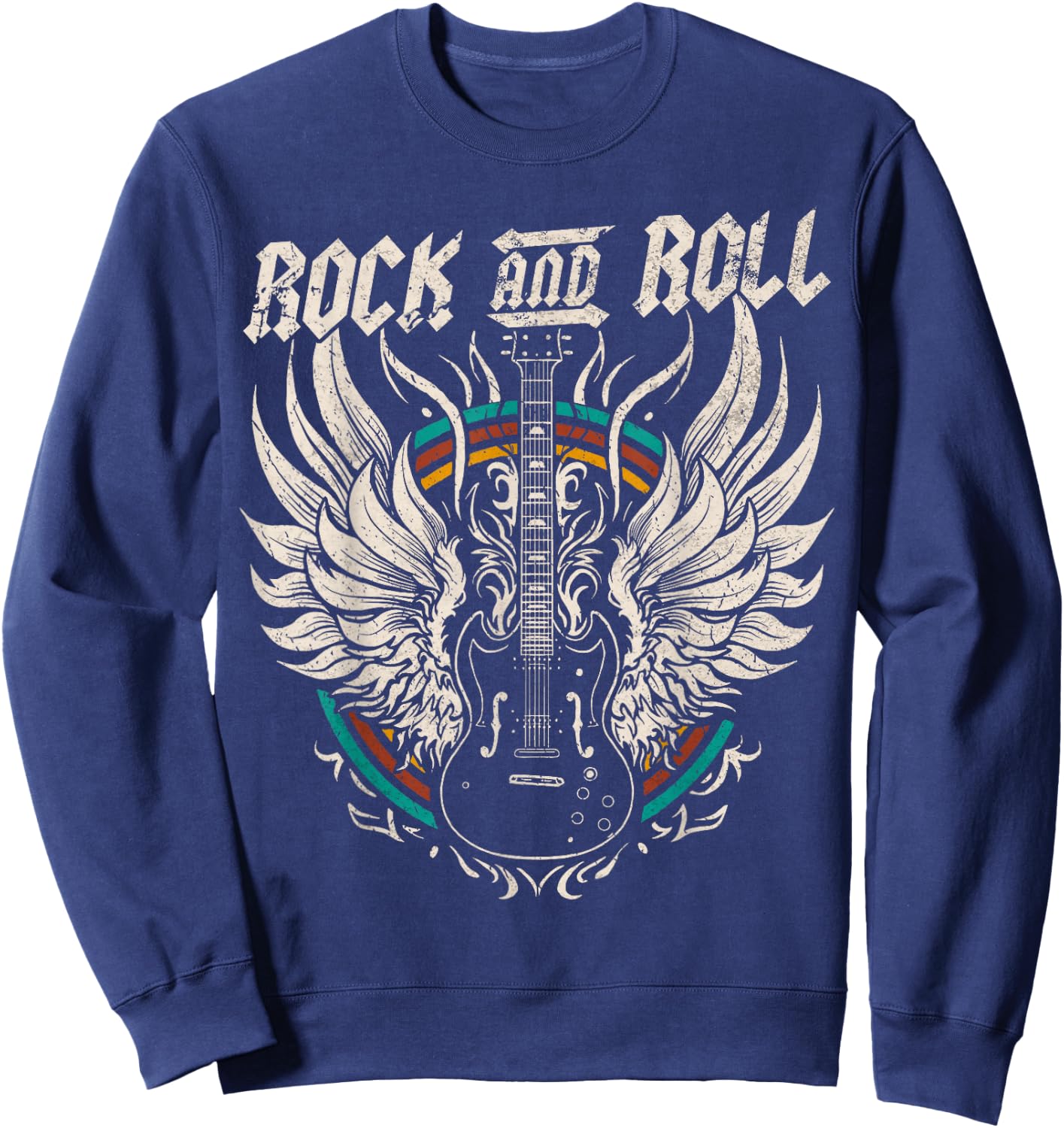 Rock and Roll Guitar Vintage Rock Music Sweatshirt - Sweatshirt | Navy