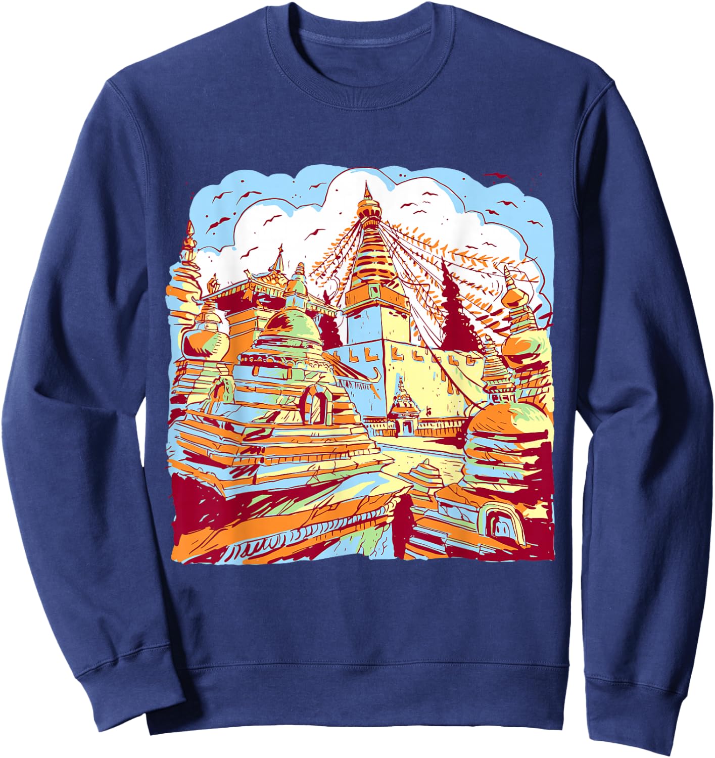 Nepal Himalaya Mountains Picture City Kathmandu Sweatshirt - Sweatshirt | Navy