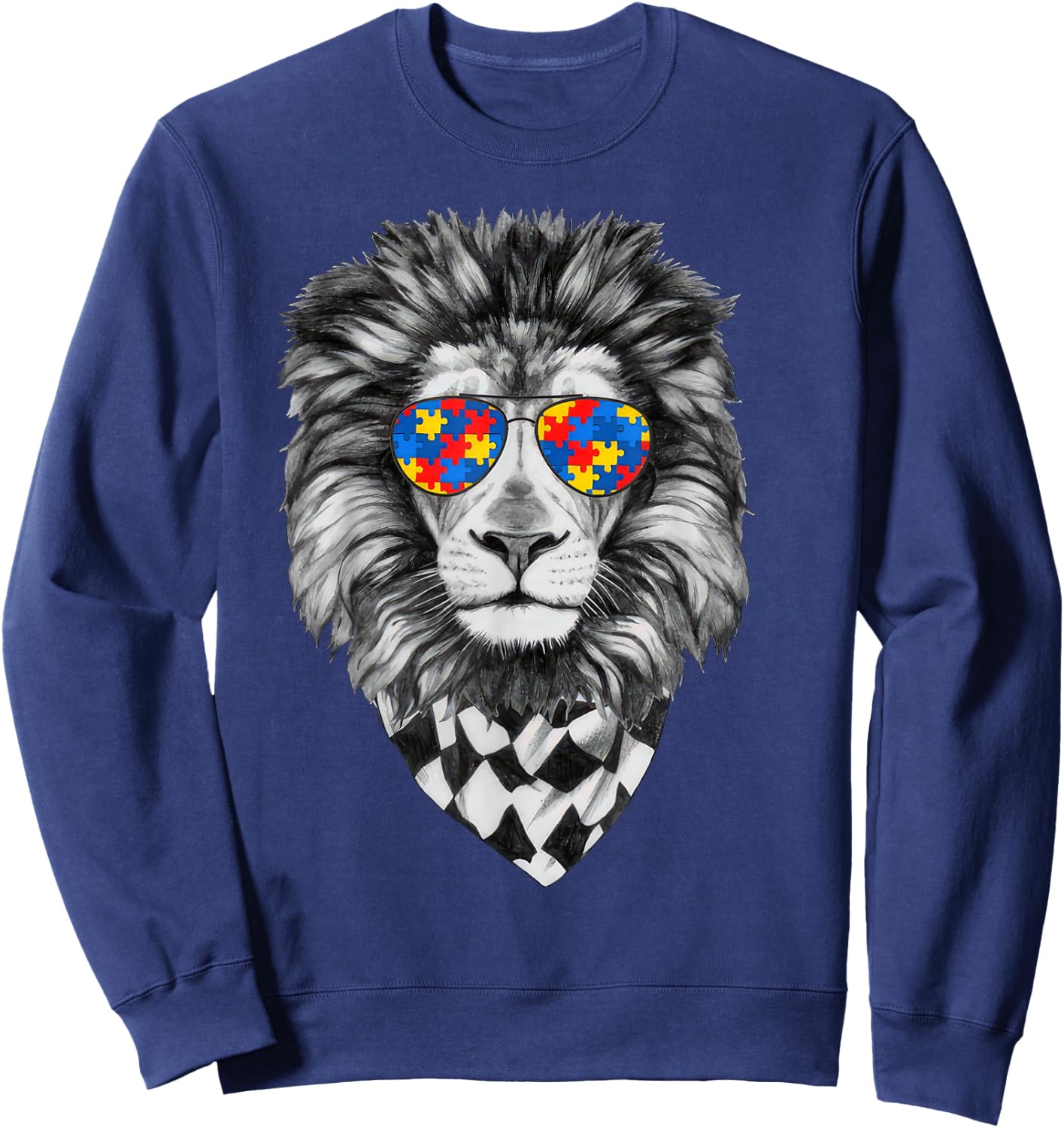 Autism Awareness Lion Print Sweatshirt - Sweatshirt | Navy