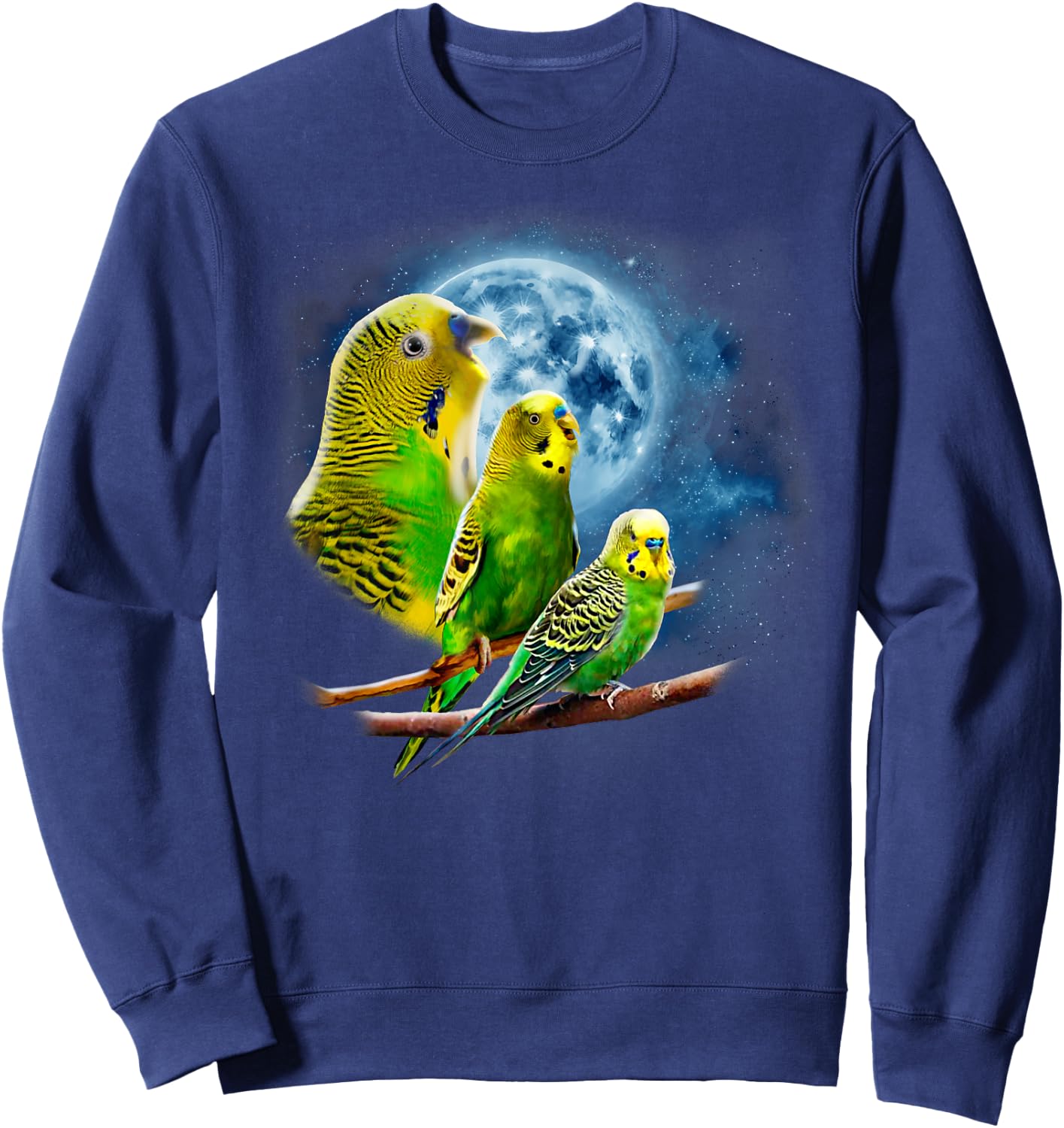 Howling at the Moon Shirt - Parakeet Shirt - Parakeet Budgie Sweatshirt - Sweatshirt | Navy