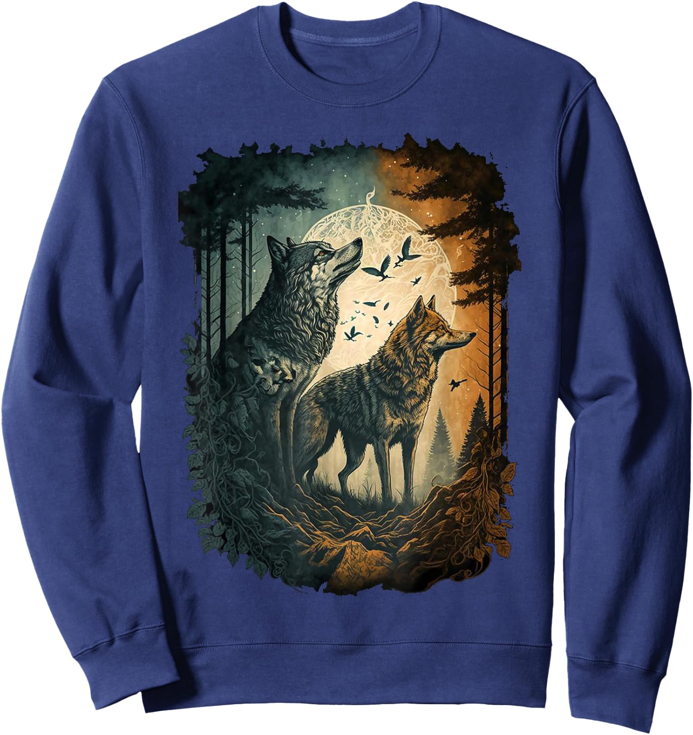 Wolf Moon & Women Sweatshirt - Sweatshirt | Navy