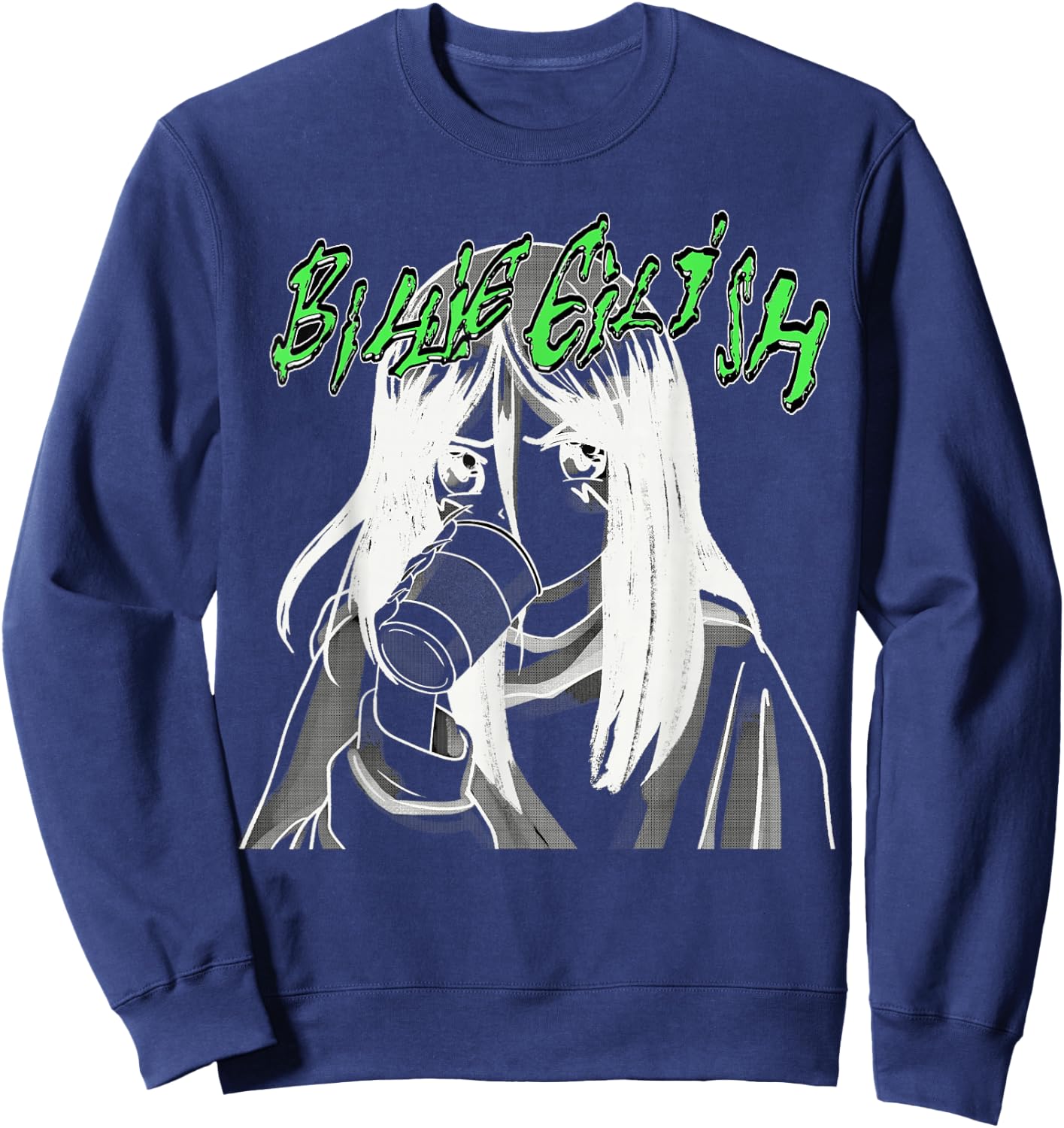 Official Billie Eilish Coffee Animated Sweatshirt - Sweatshirt | Navy