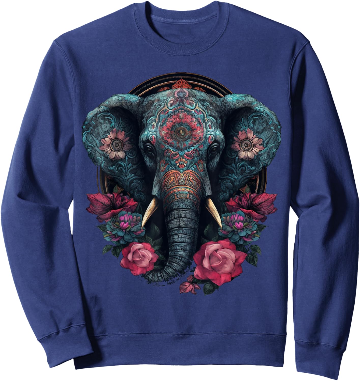 Elephant Art - Animal Zoo Elephant Sweatshirt - Sweatshirt | Navy