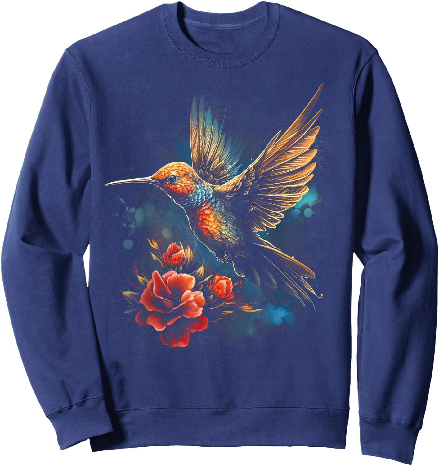 Hummingbird Flower Bird lover Animal Sweatshirt - Sweatshirt | Navy