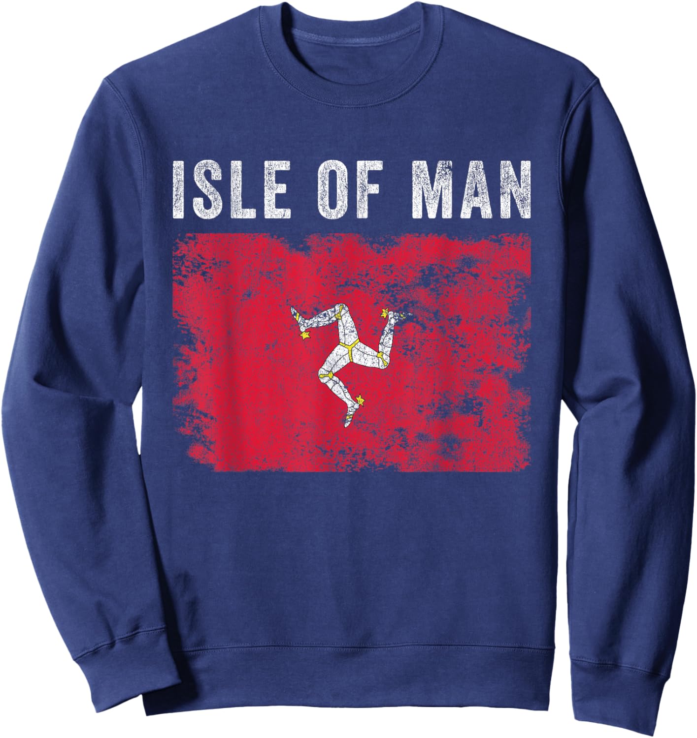 Isle of Man Flag Distressed - Men Women Kids - Manx Flag Sweatshirt - Sweatshirt | Navy