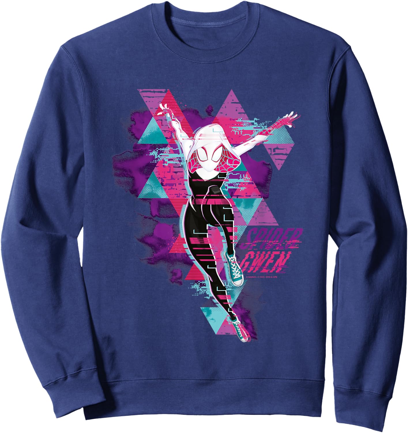 Marvel Spider-Man: Across The Spider-Verse Gwen Glitch Small Sweatshirt - Sweatshirt | Navy