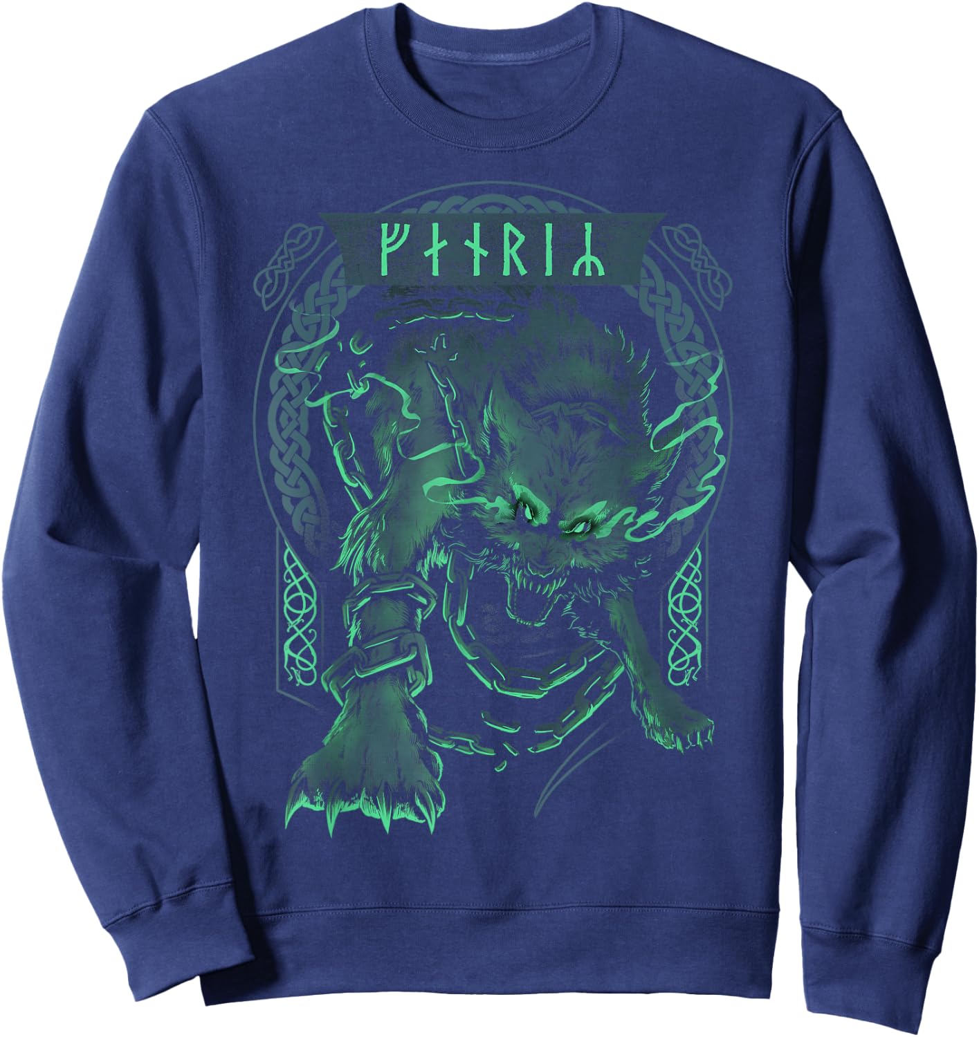 Wolf Viking Fenrir Scandinavian Pagan Norse Mythology Sweatshirt - Sweatshirt | Navy