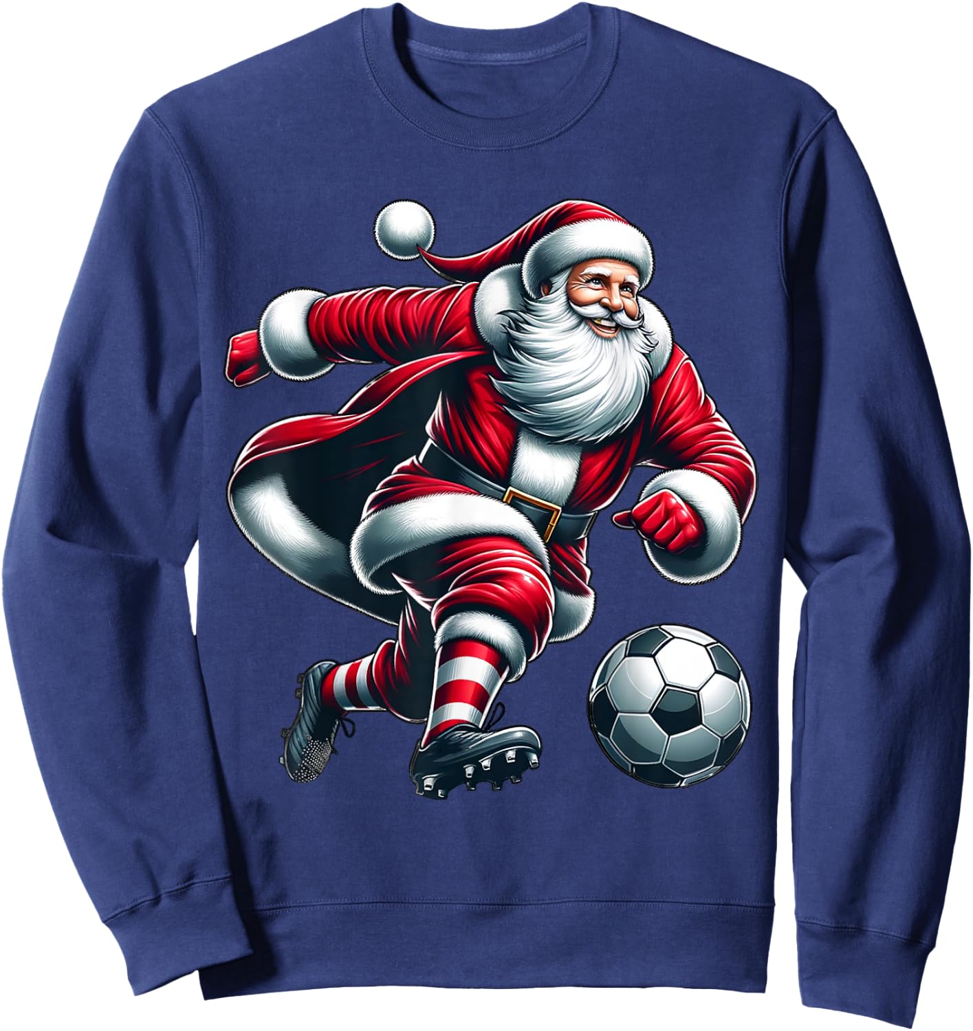 Santa Plays Soccer Sports Christmas Women Men Kids Sweatshirt - Sweatshirt | Navy