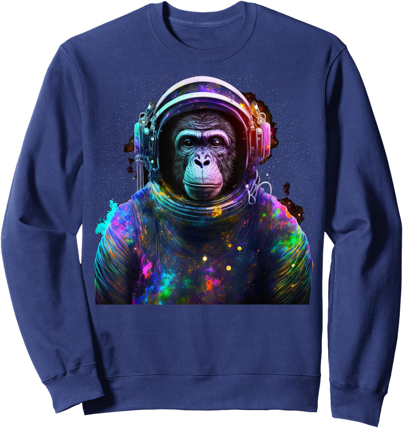 Monkey Astronaut With Space Suit Helmet and Headphones Sweatshirt - Sweatshirt | Navy