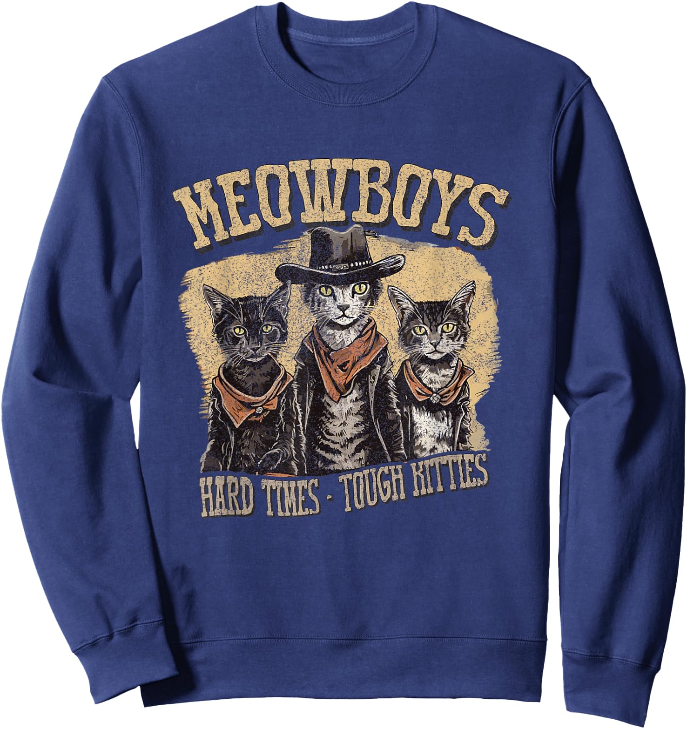 Meowboys Cowboy Cats with Hats Sweatshirt - Sweatshirt | Navy