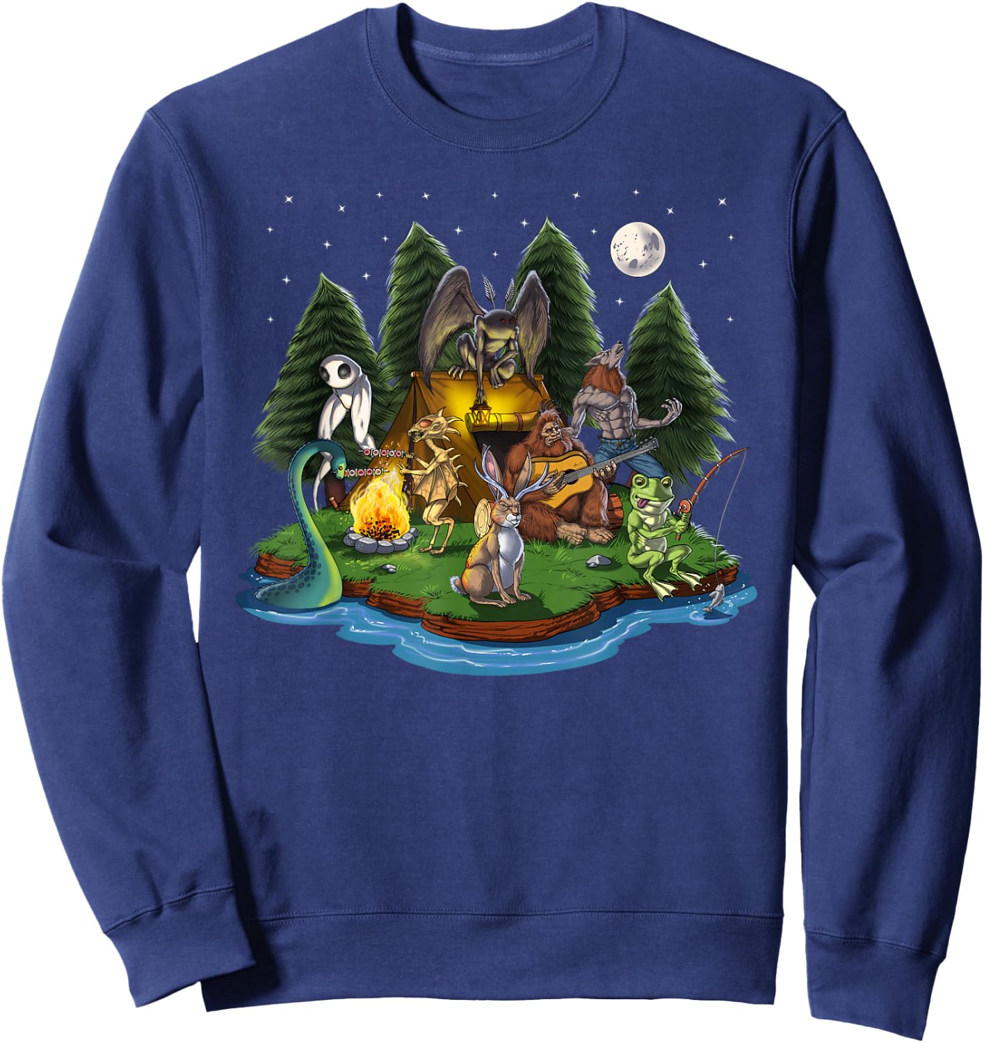 Cryptozoology Cryptid Creatures Bigfoot Jackalope Werewolf Sweatshirt - Sweatshirt | Navy