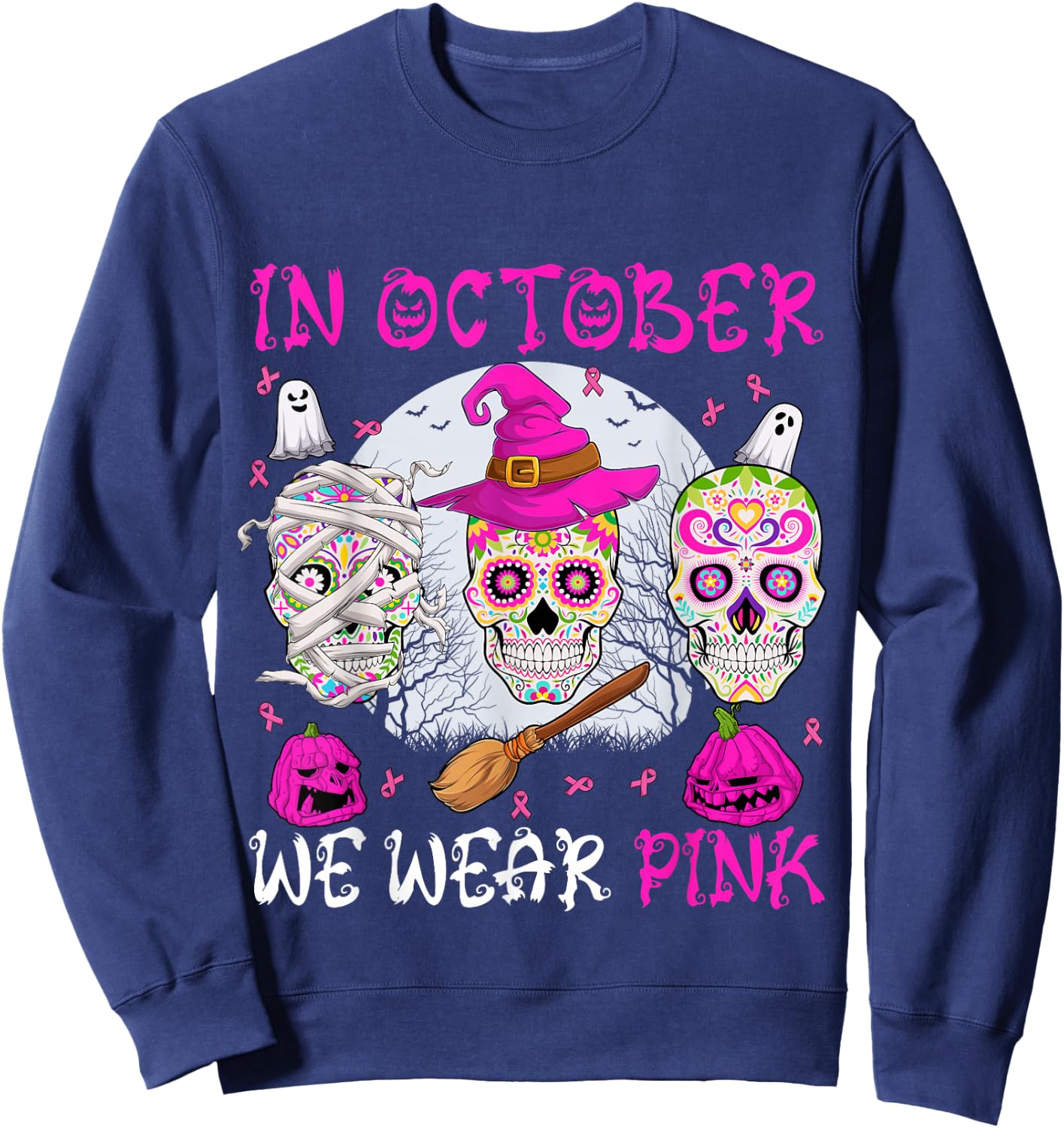 In October We Wear Pink Sweatshirt - Sweatshirt | Navy