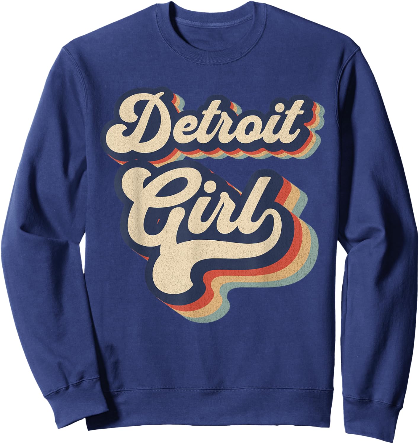Vintage Design For Girls From Detroit Michigan Sweatshirt - Sweatshirt | Navy
