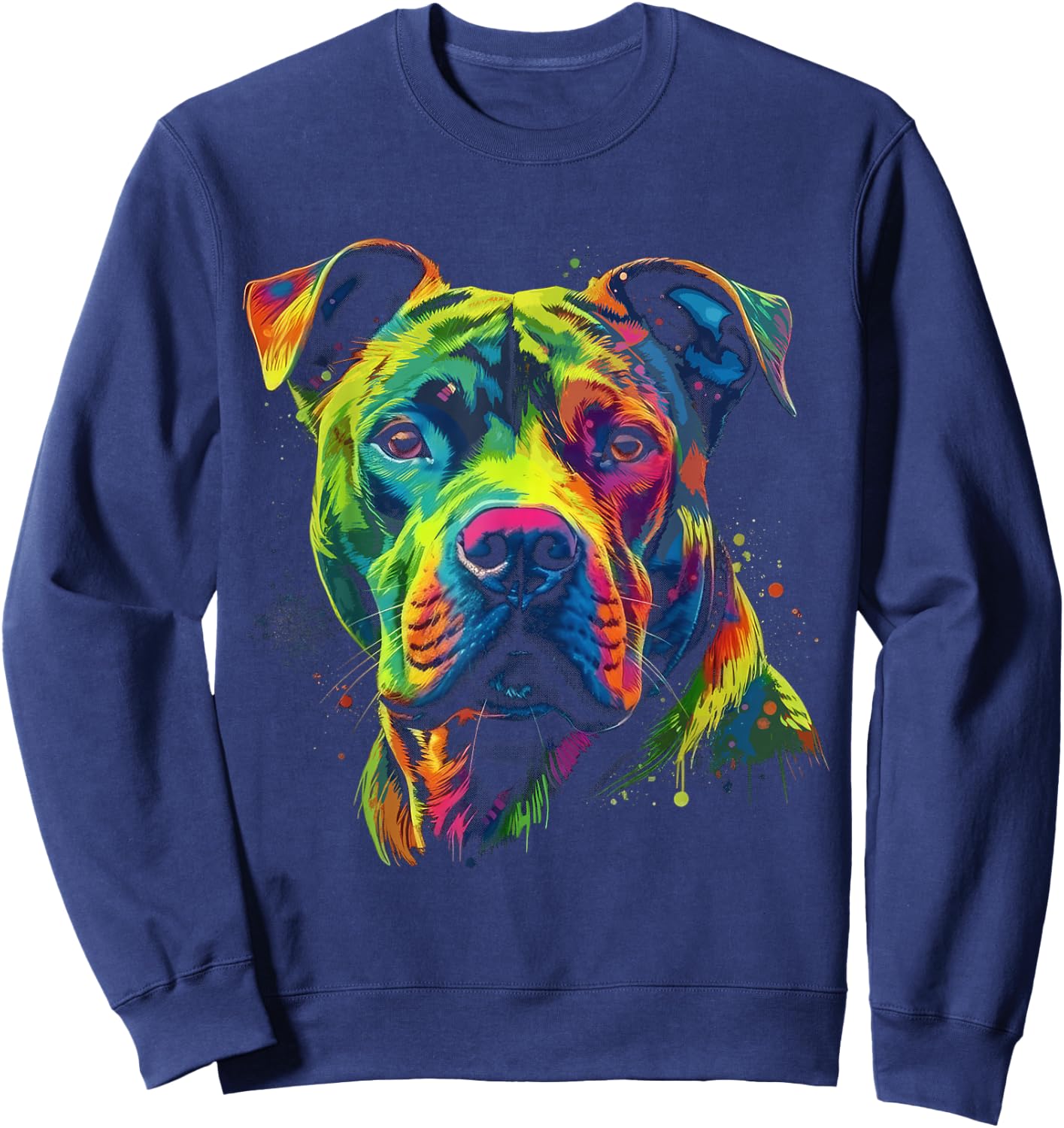 Pit Bull Mom Dog Lover Colorful Artistic Pitbull Owner Women Sweatshirt - Sweatshirt | Navy