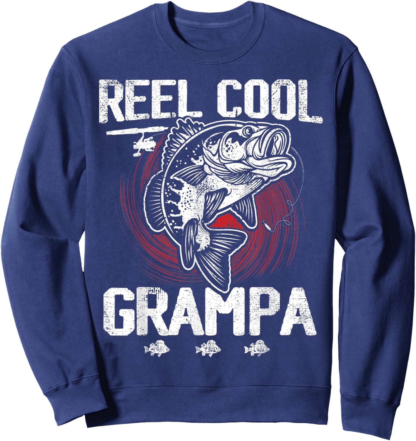 Funny Fathers Day Vintage Fishing Reel Cool Grampa Sweatshirt - Sweatshirt | Navy