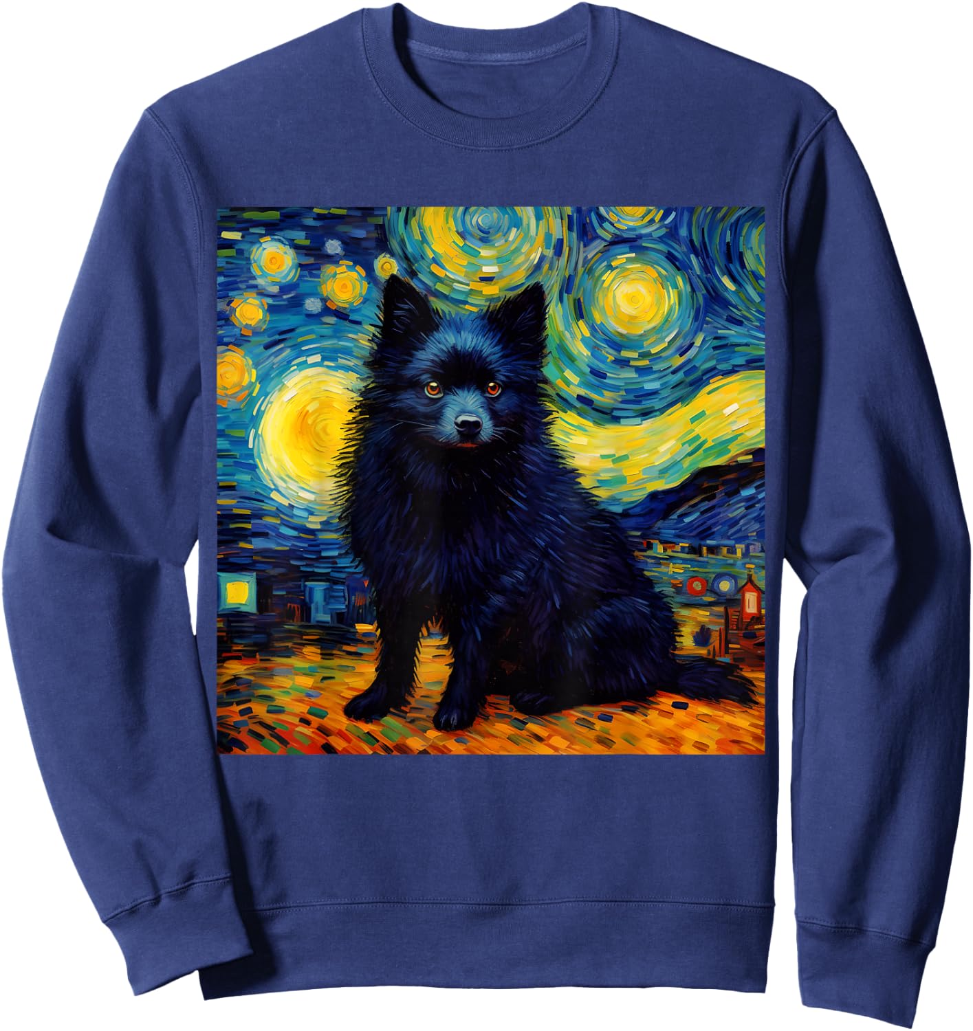 Surreal Starry Night Schipperke Dog Men Women Kids Sweatshirt - Sweatshirt | Navy