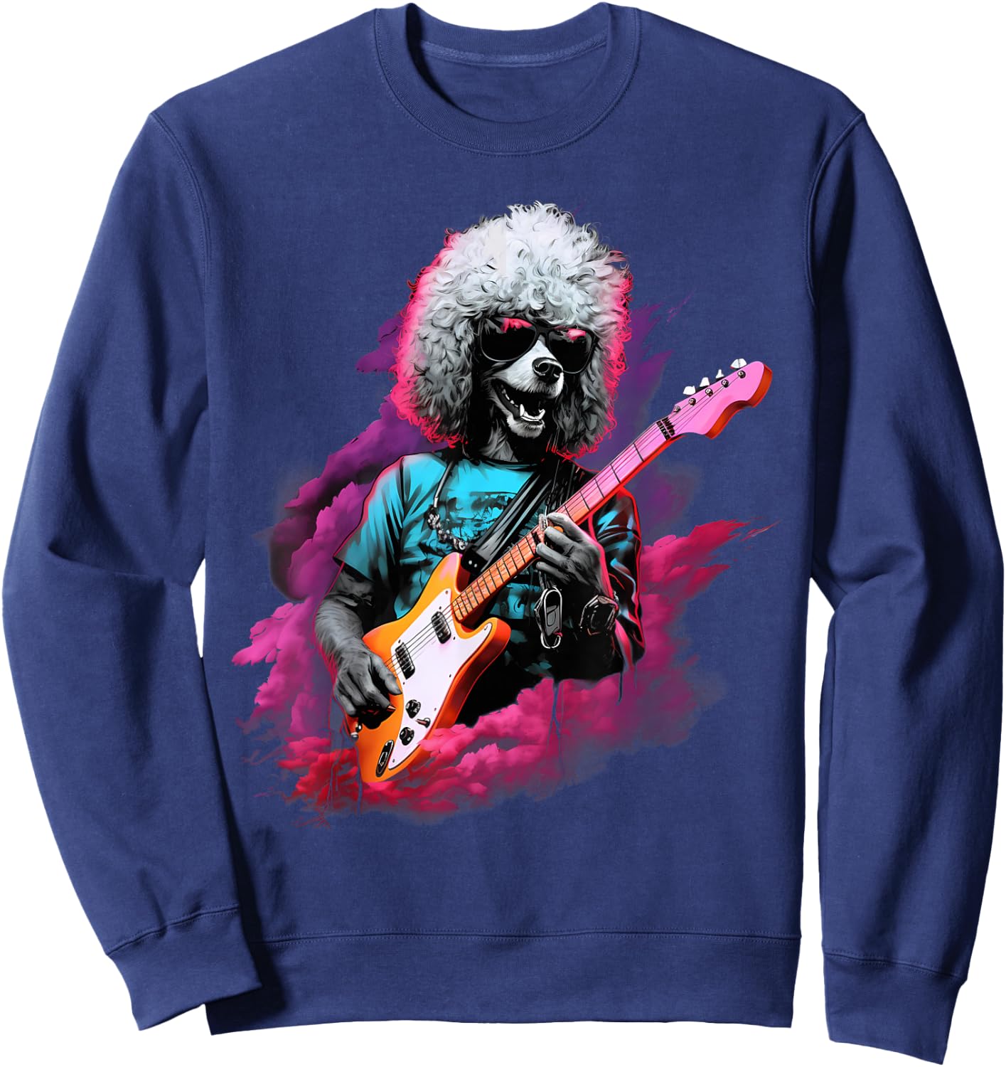 Punk Rock Guitar Poodle Dog Guitarist Men Women Girls Kids Sweatshirt - Sweatshirt | Navy