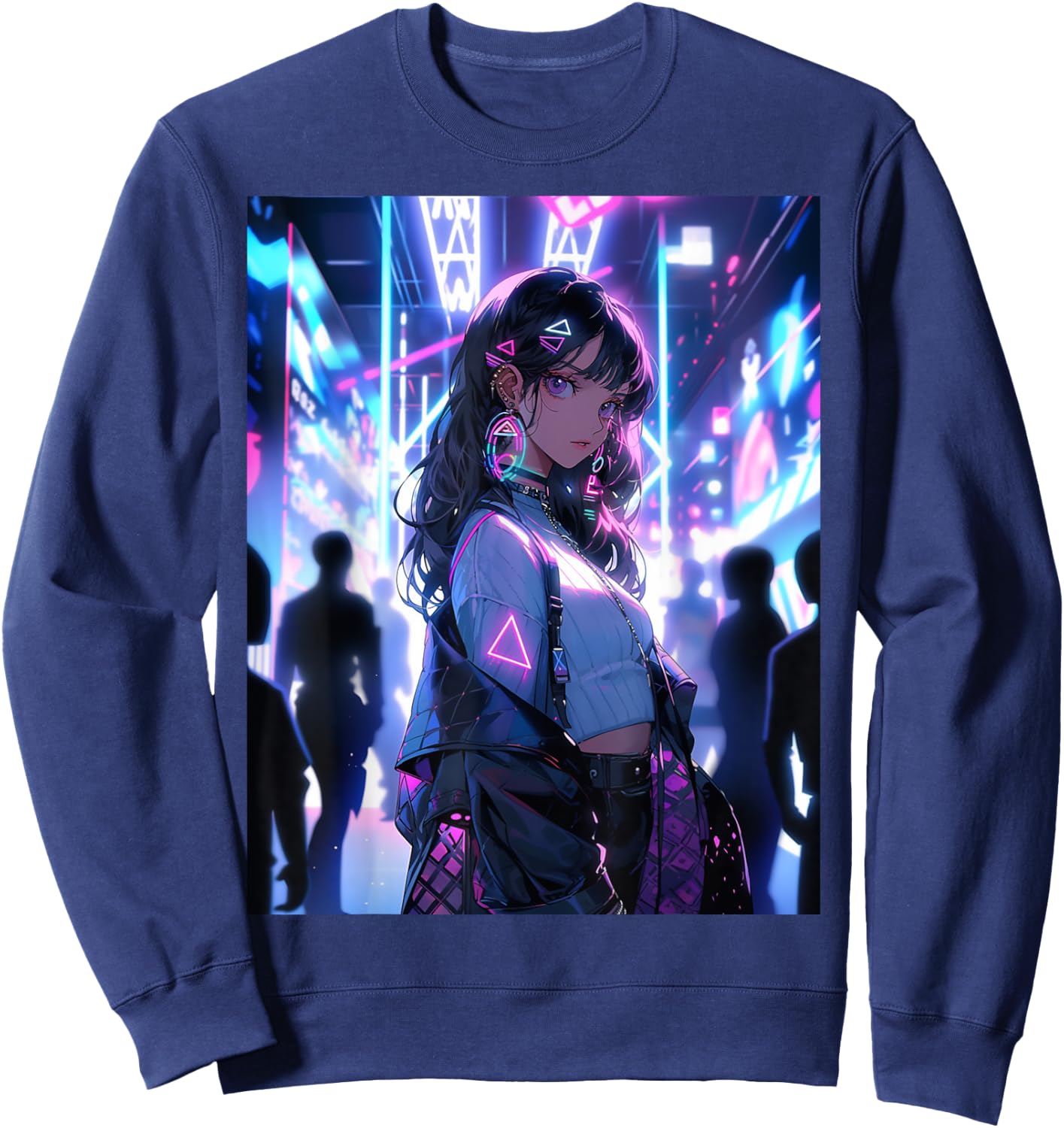 Kawaii Anime Girl Waifu Otaku - Japanese Aesthetic Sweatshirt - Sweatshirt | Navy