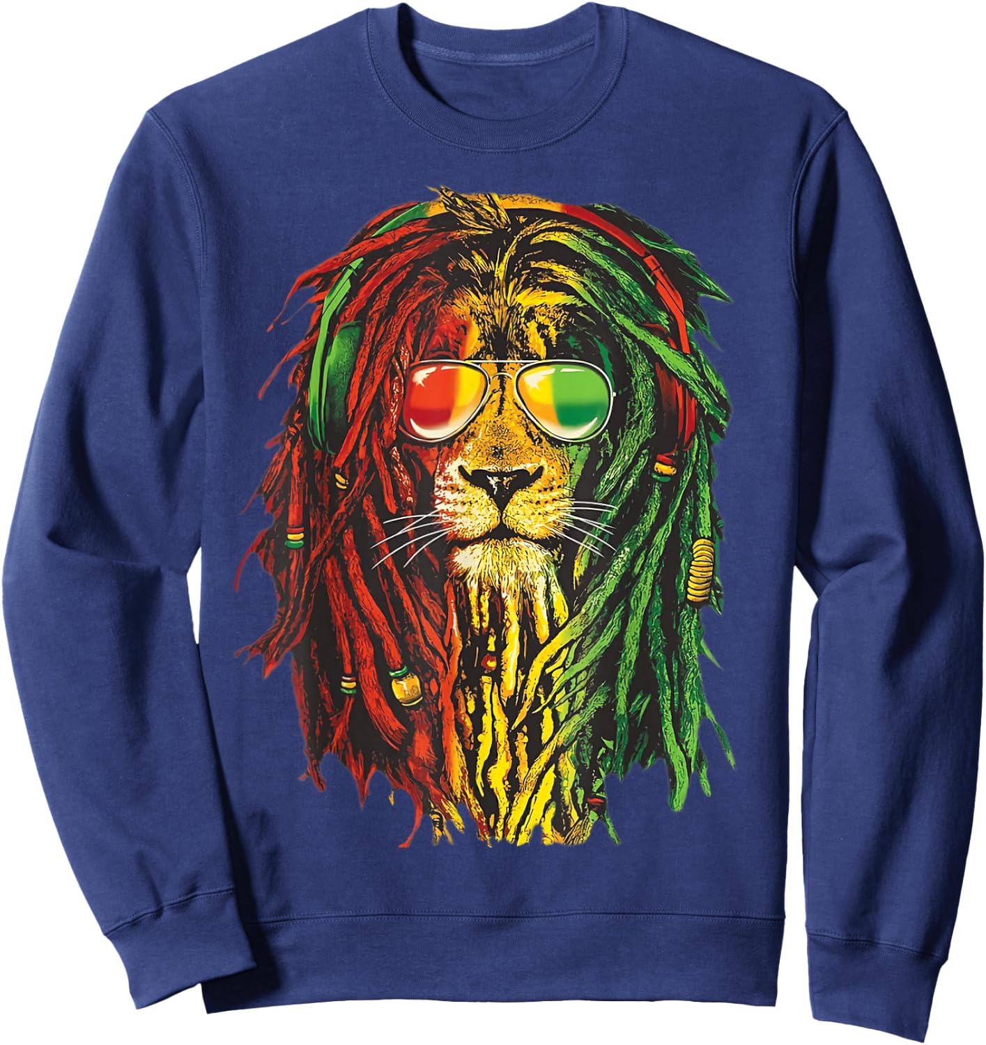 Rasta Lion Cool Dreadlock Rastafari for Rasta Lover Sweatshirt - Sweatshirt | Navy