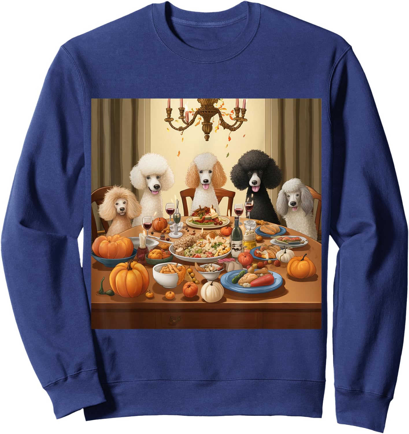 Thanksgiving Poodle - Poodle Thanksgiving Sweatshirt - Sweatshirt | Navy