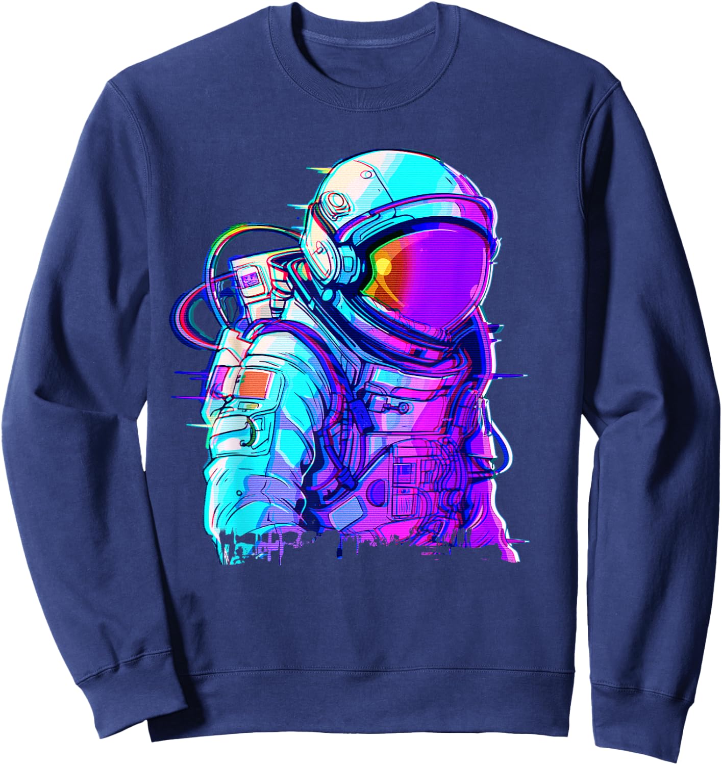 Cyber Astronaut Vaporwave Aesthetic Galaxy Art Space Man Sweatshirt - Sweatshirt | Navy