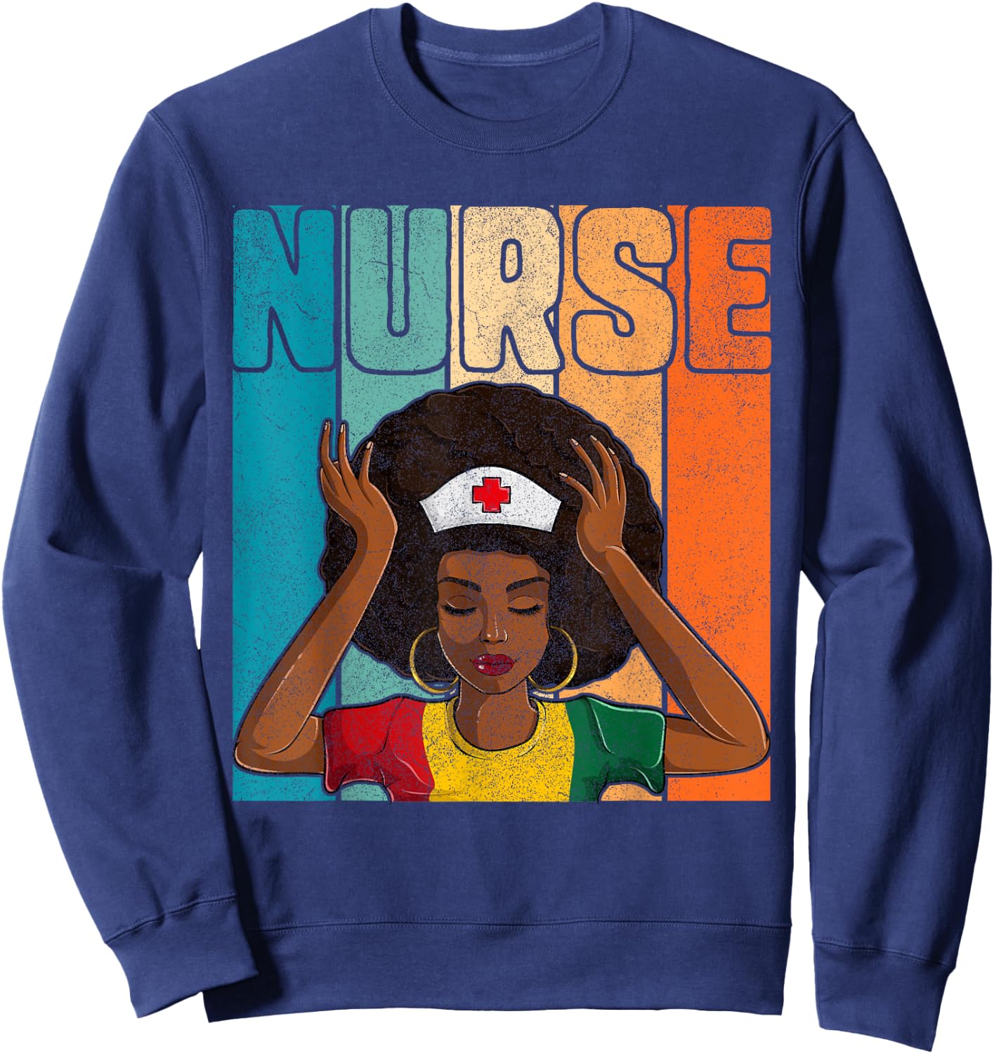 Black History Month T Shirts Women, Black Juneteenth Nurse Sweatshirt - Sweatshirt | Navy