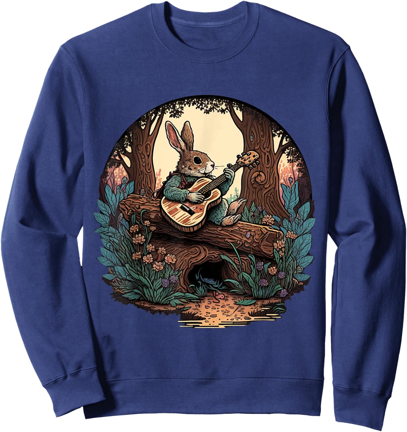 Funny Bunny Playing Banjo Guitar Music Rabbit Sweatshirt - Sweatshirt | Navy