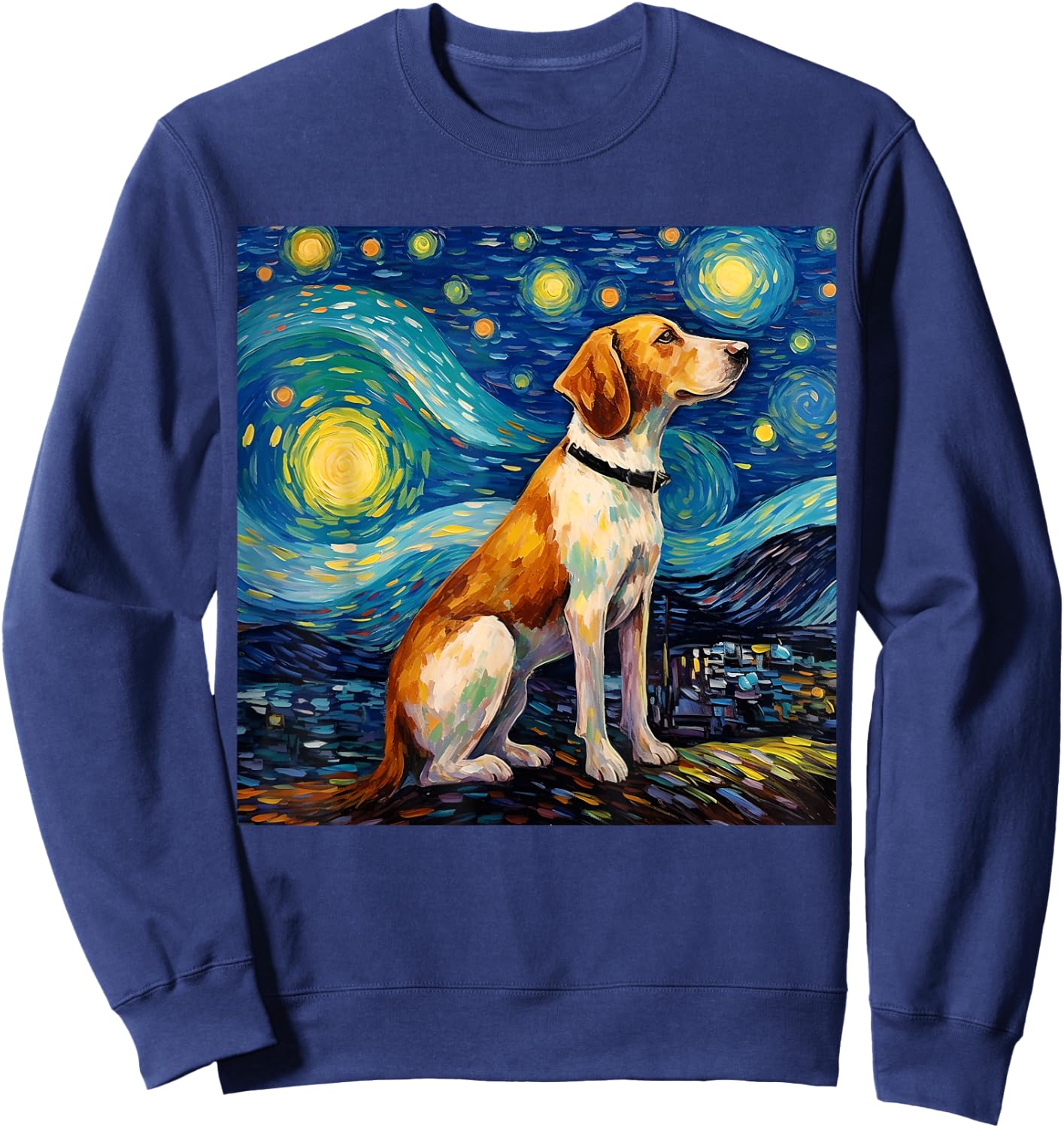 Surreal Starry Night American Foxhound Dog Sweatshirt - Sweatshirt | Navy