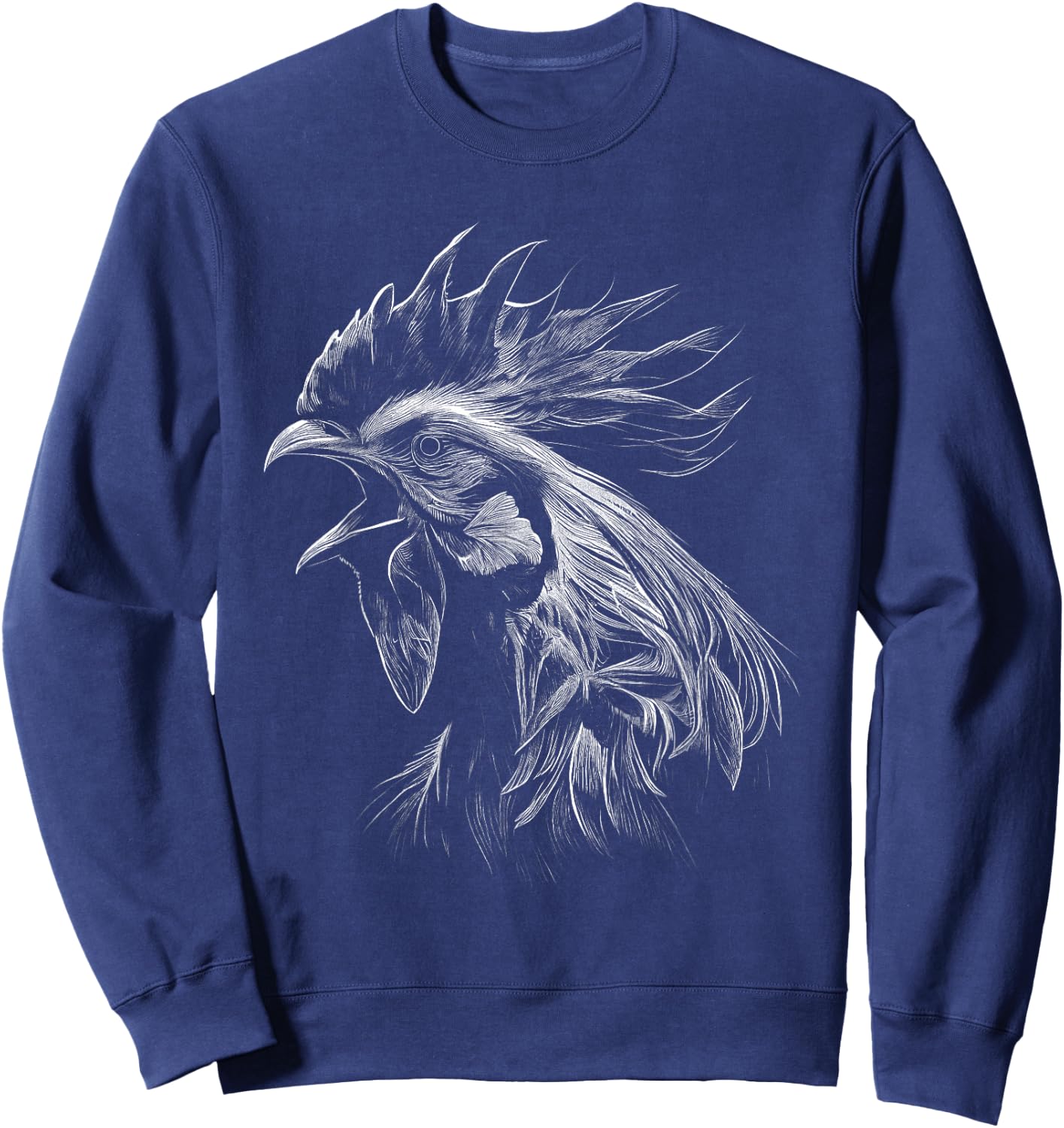 Crowing Rooster Drawing Love Sweatshirt - Sweatshirt | Navy