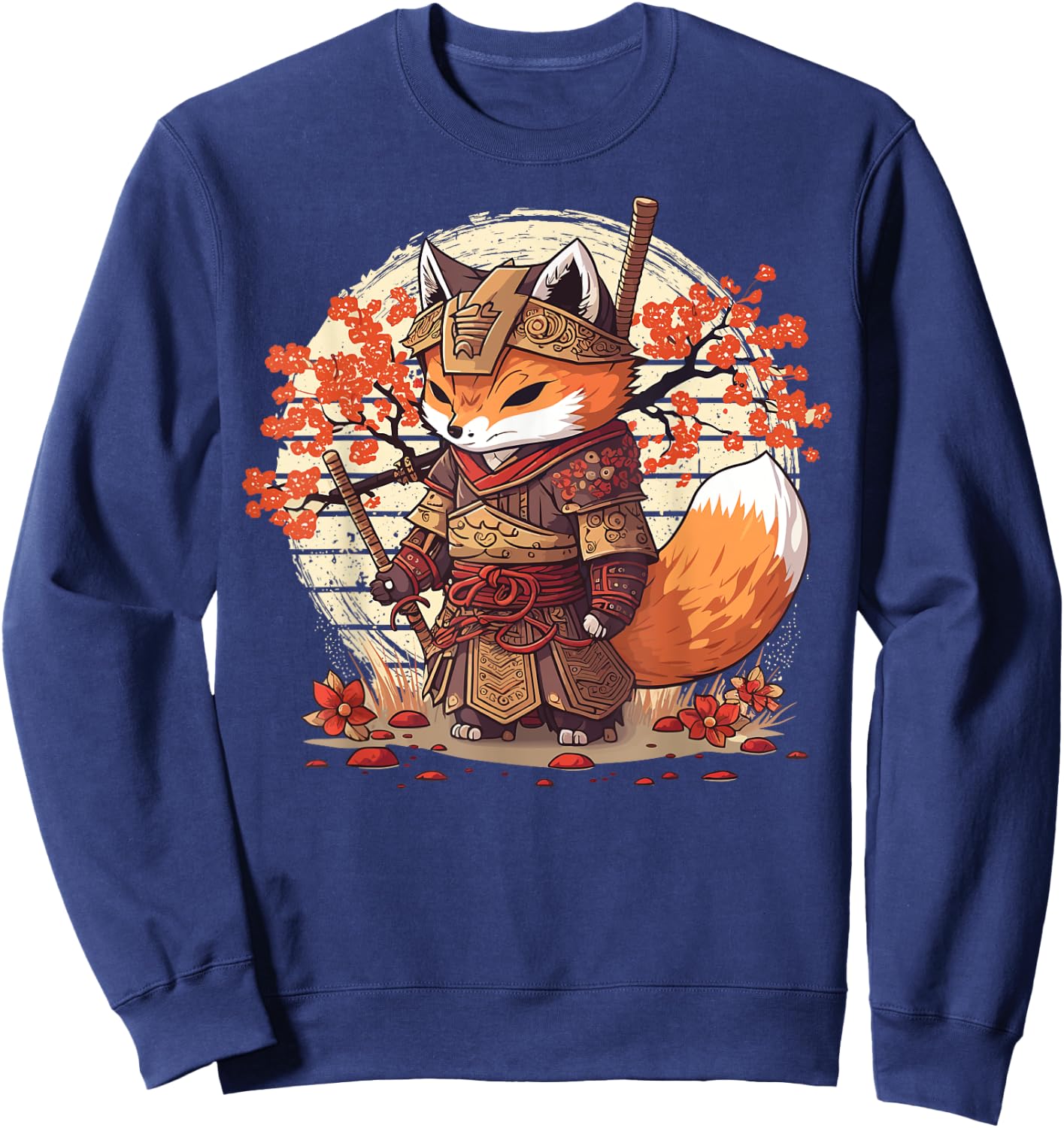 Samurai Fox Warrior Japanese Ninja Fox Kawaii Sweatshirt - Sweatshirt | Navy